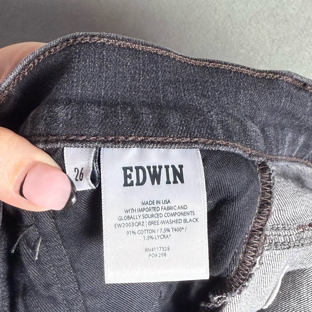 Edwin Bree Slim Straight Raw Hem Jeans Black Women’s Size 26