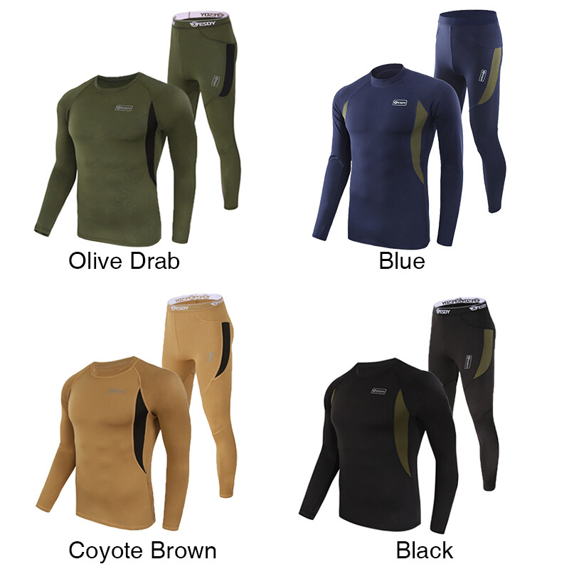 ESDY Thermal Underwear Set For Men Long Johns Soft Fast Dry Top & Bottom Fleece
