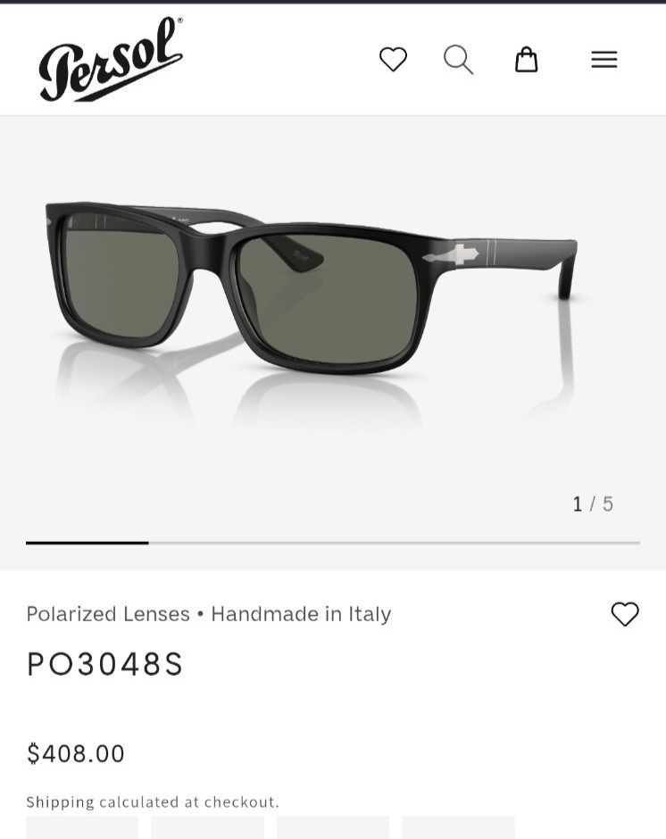 Persol Men’s Sunglasses Gloss Black PO3048S 95/31 58 19 145 With Case
