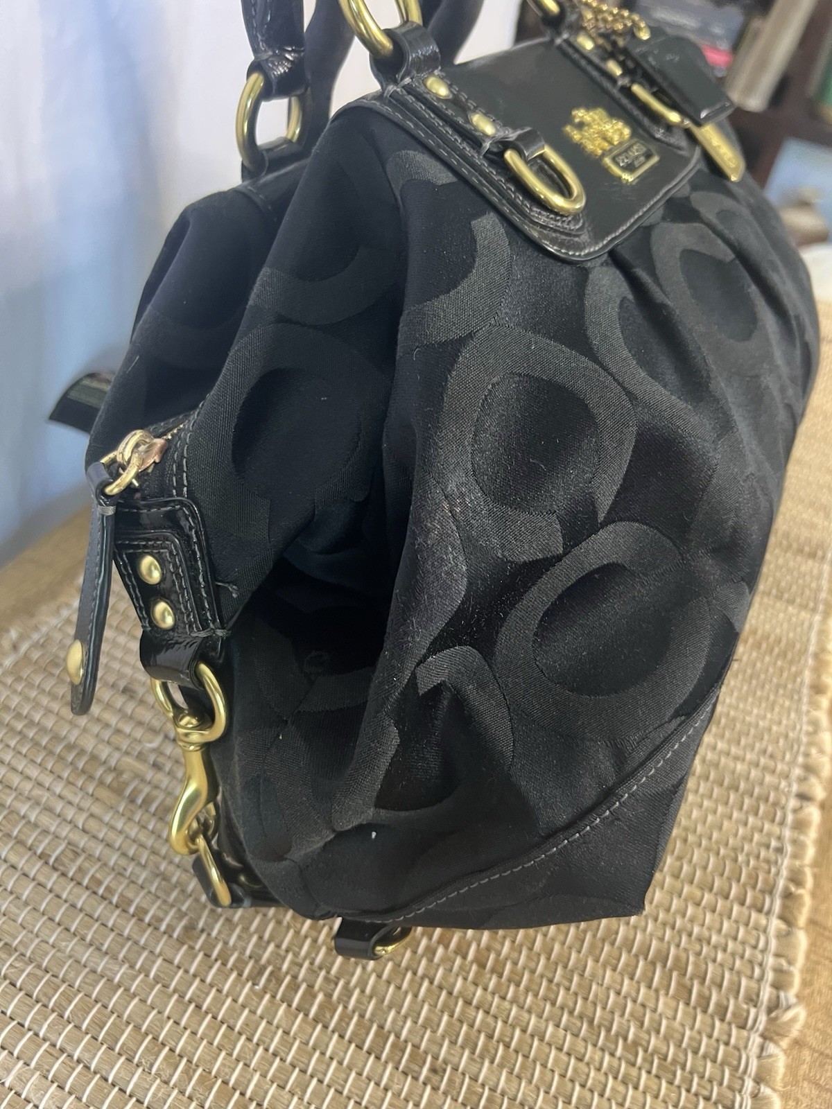 Y2K Coach 12943 Madison Op Art Sabrina Satchel in Black