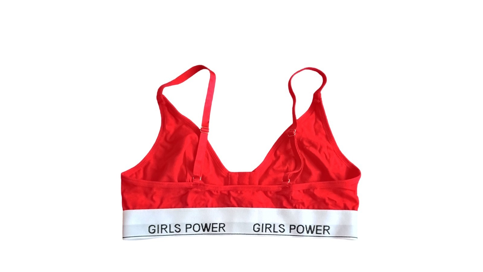 Orther Women’s Wireless Cotton Bralette Bra Hook & Eye Red/White Girls Power M