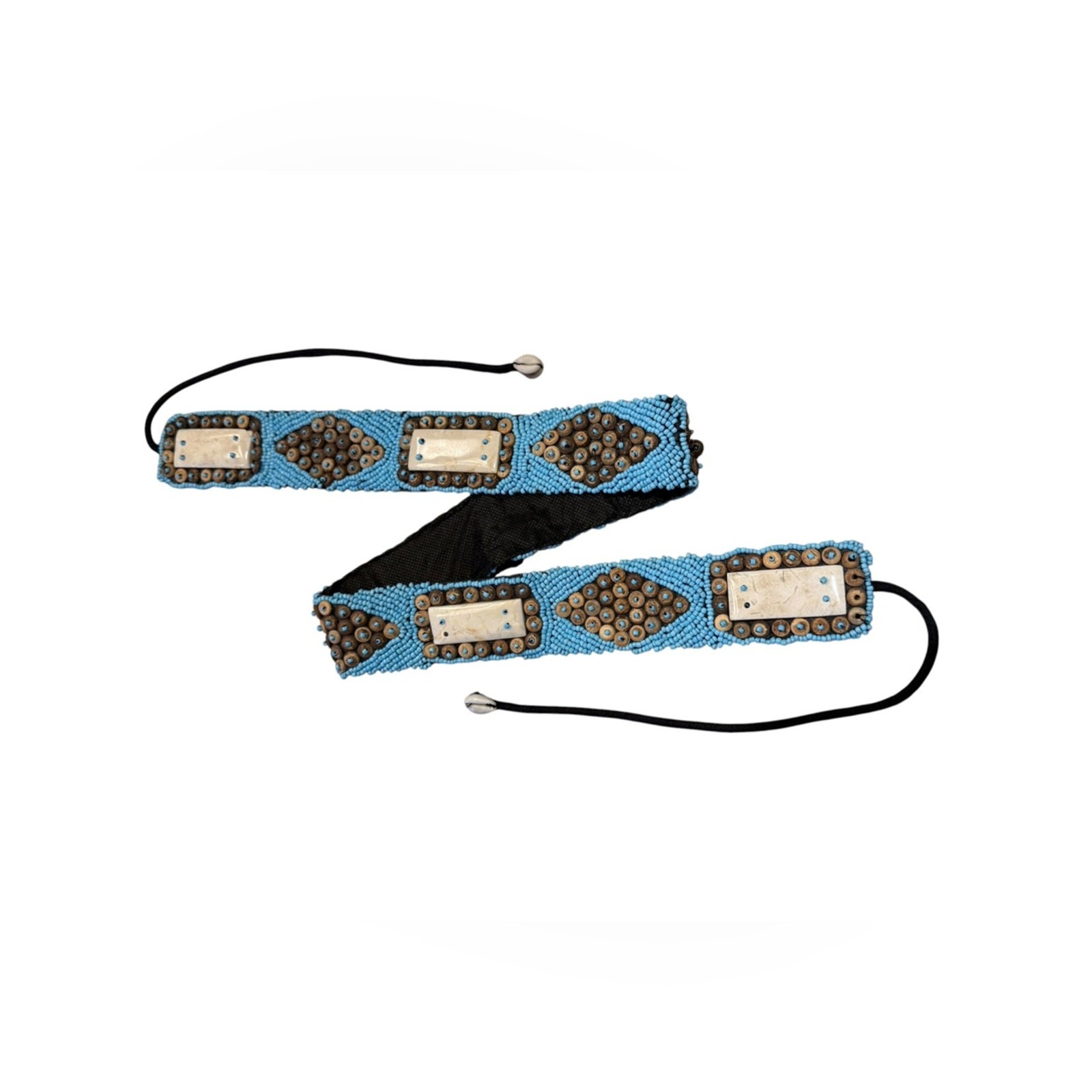 Beaded Blue and Brown Embellished Belt Ties 32” (Not Including Ties)