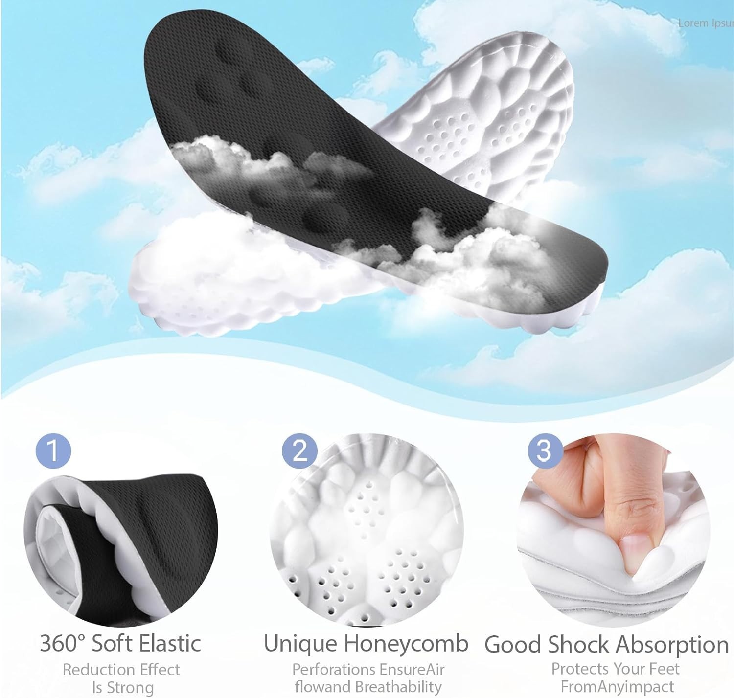 4D Cloud Insoles for Men and Women Insoles Men Super Soft Anti-Fatigue, Shock Ab