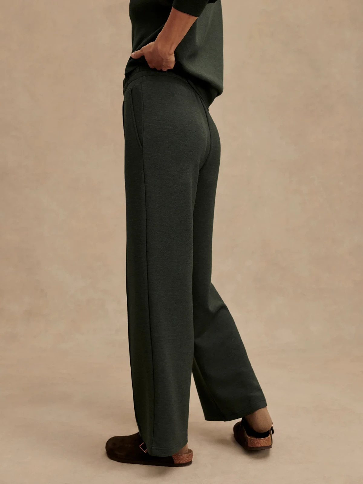 Varley The Wide Leg Pant 30″ in Olive Marl, Size Medium