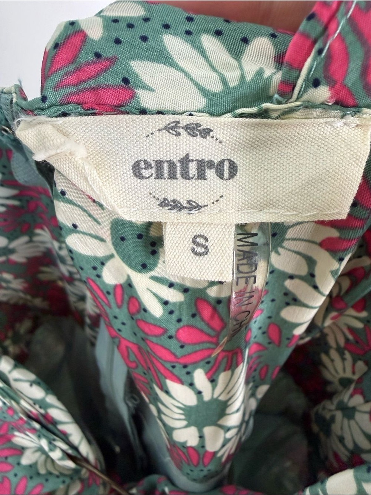 Entro Floral A-Line Mini Sundress in Green, White & Pink