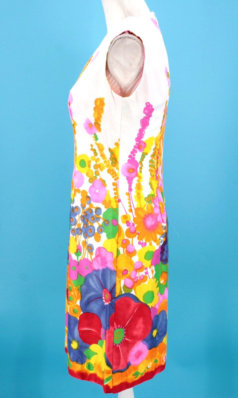VTG 60s Psychedelic Floral Hawaiian Sheath Dress XS/S 1960s Alice Polynesian