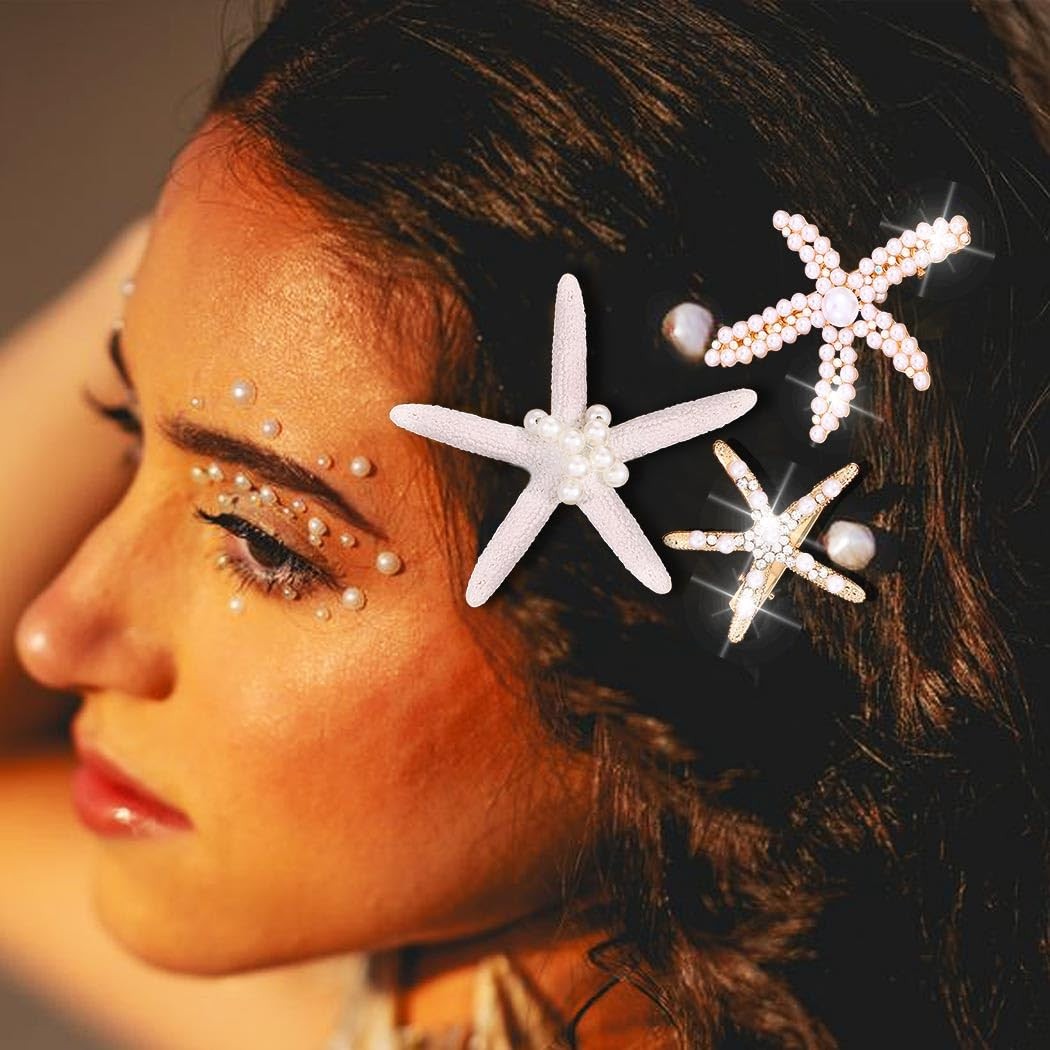 Hair Clip Starfish Pearl Mermaid Seashell Hair Accessories Pack of 3
