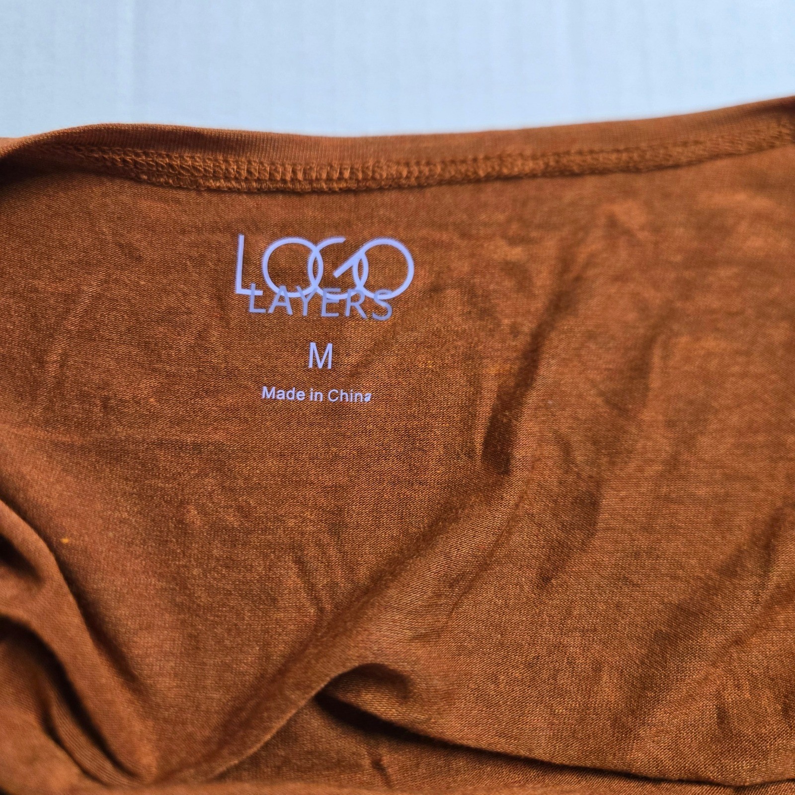 LOGO Layers Womens Tank Top Tunic Medium Rust Orange Ruffle Hem Scoop Neck