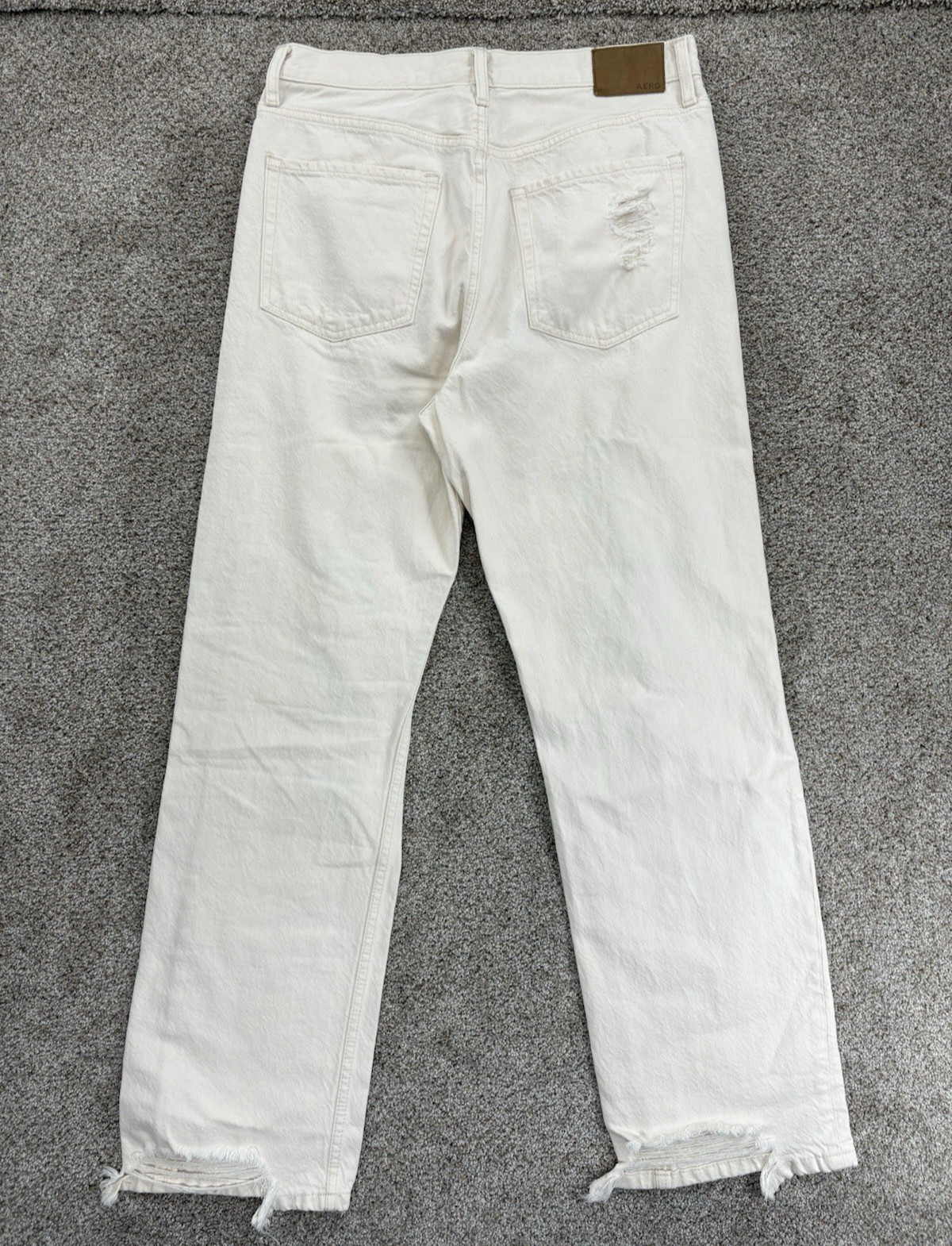 Aeropostale 90s Baggy Destruct Jeans Womens 10 Ecru Cream High Rise Cotton Denim