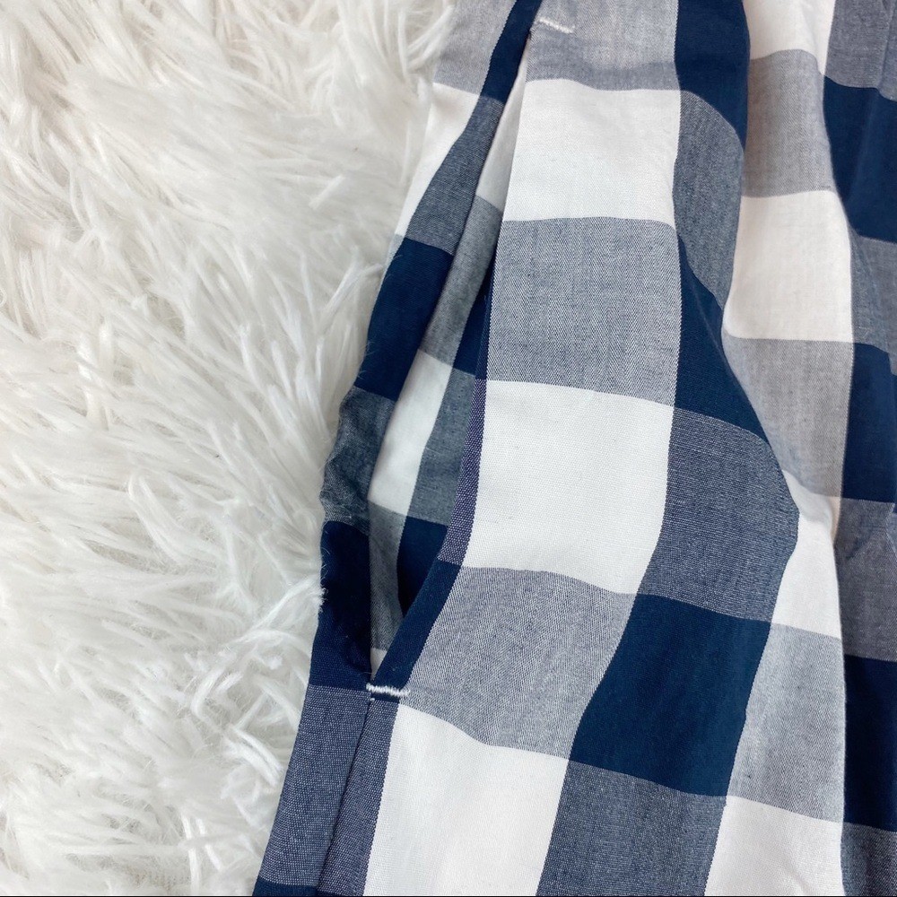 J Crew New Gingham plaid belted shirtdress long sleeve button up black white