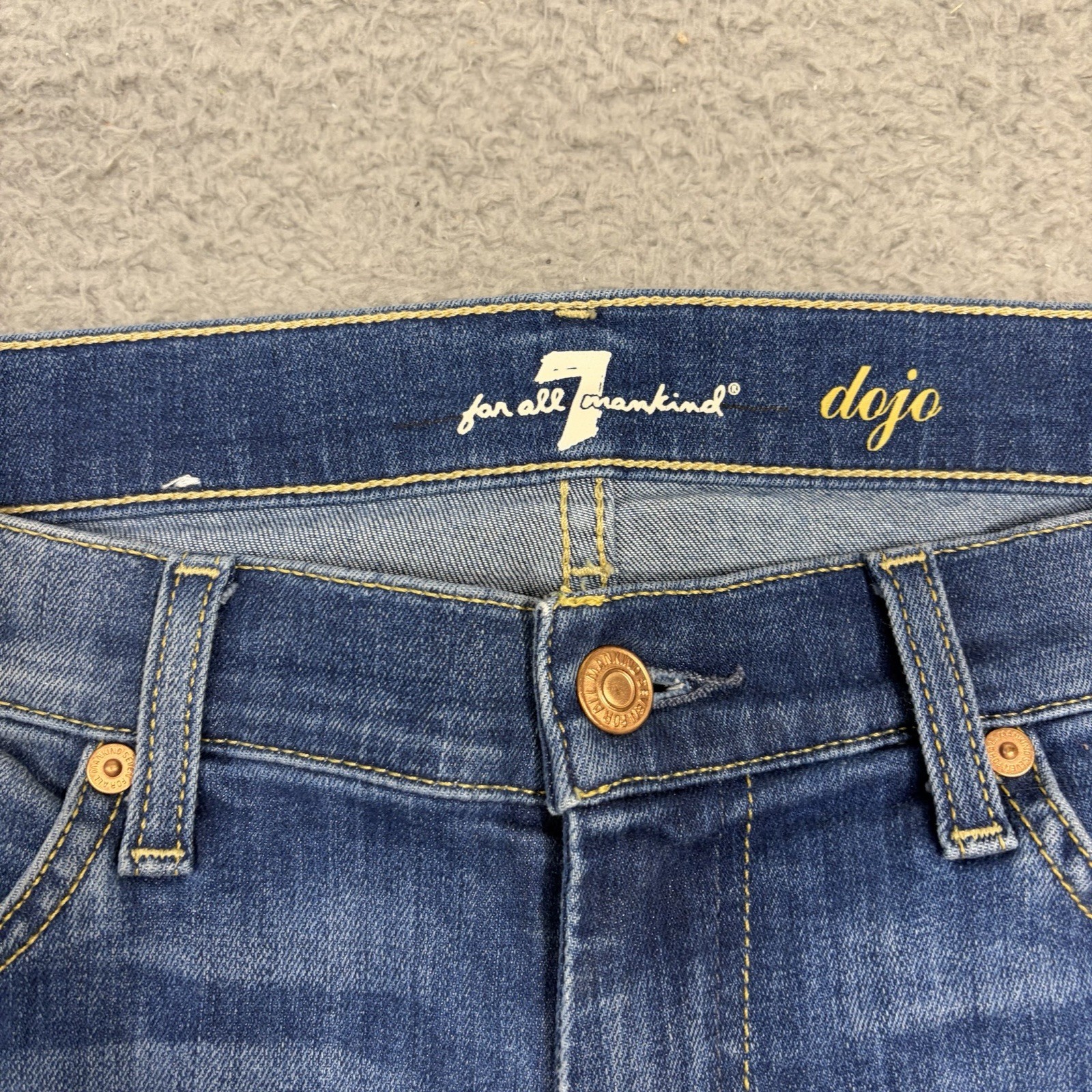 7 For All Mankind Dojo Jeans Womens 29 Blue Flare Mid Rise Dark Wash Denim Pants