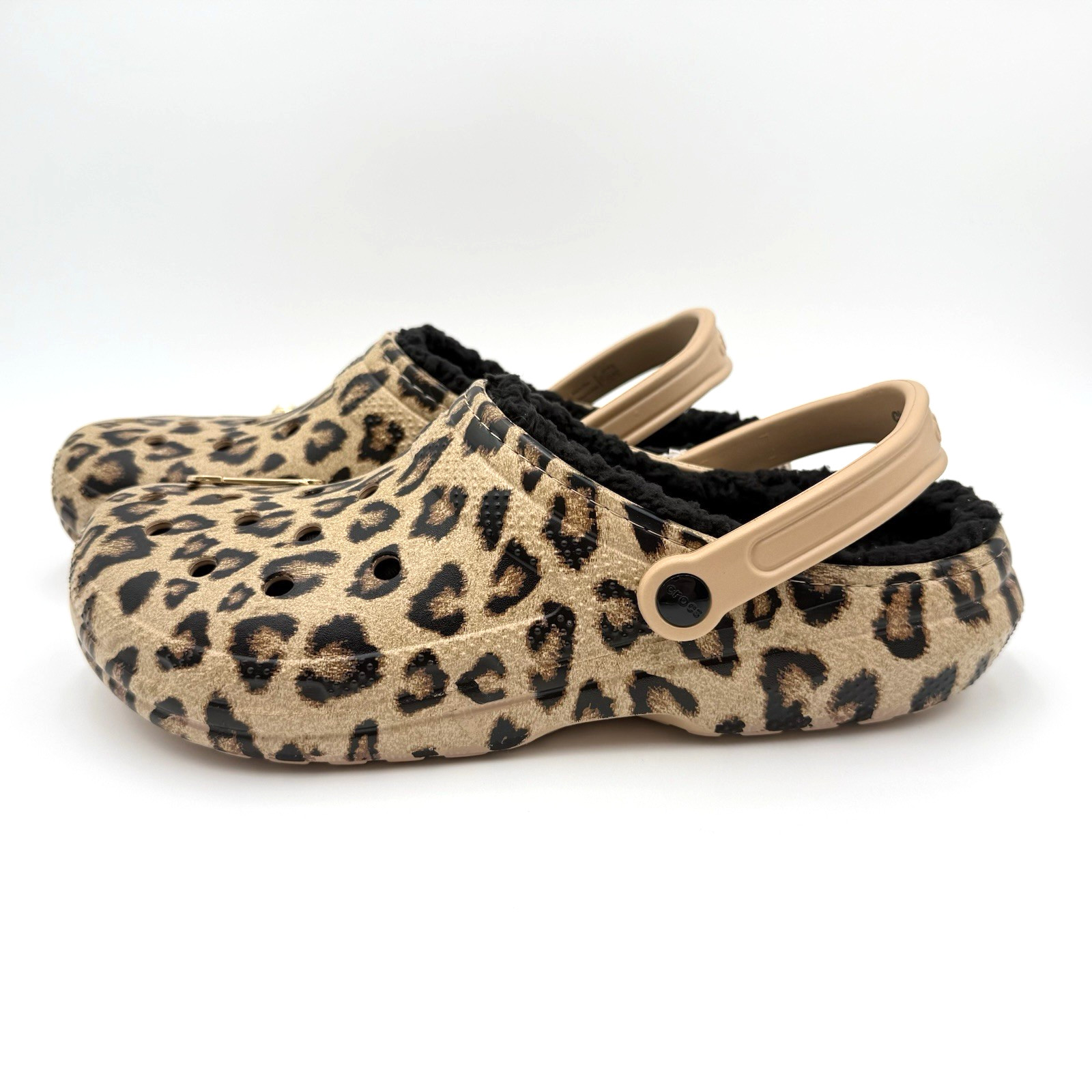 Crocs Classic Lined Clueless Clog Men’s Size 13 Animal Print Brown Leopard