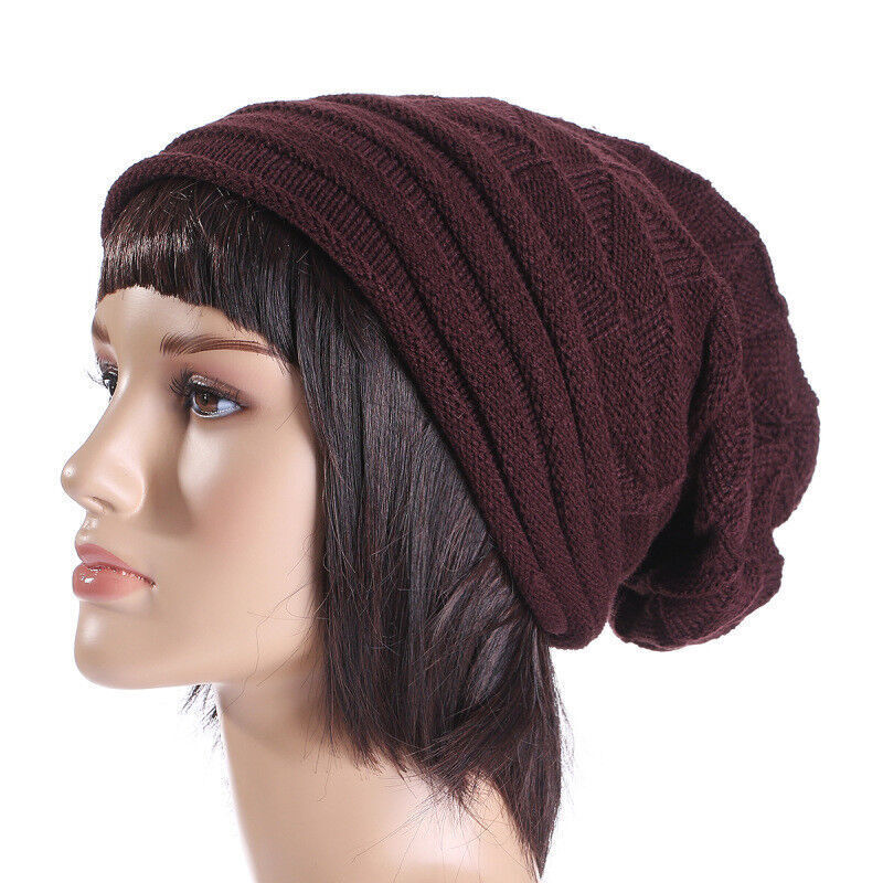 Women Men Winter Crochet Slouch Hat Wool Knit Beanie Baggy Warm Ski Caps Fashion