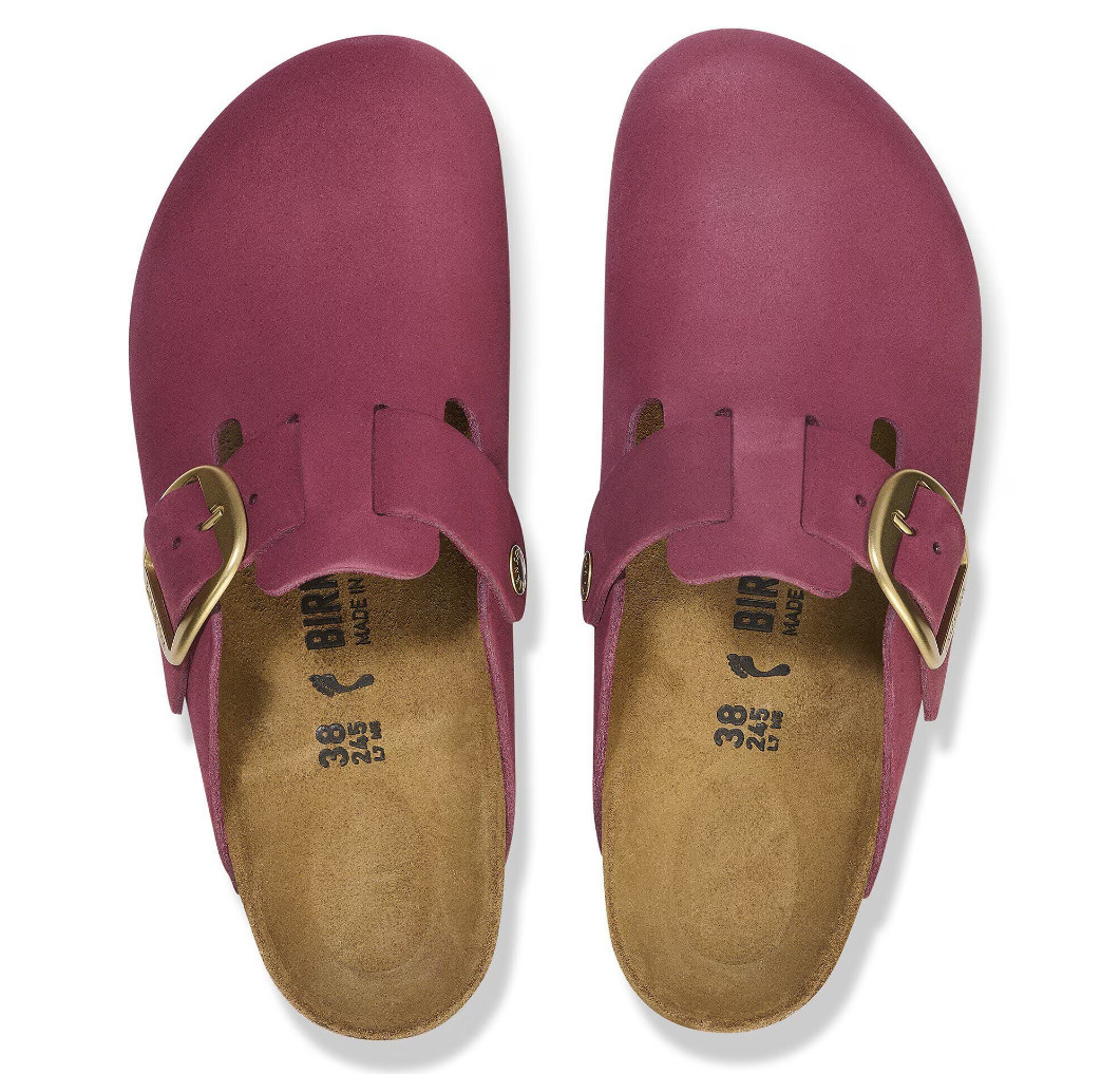 Birkenstock Boston Big Buckle Nubuck Leather Women’s Clog Sandals -Narrow 37-41