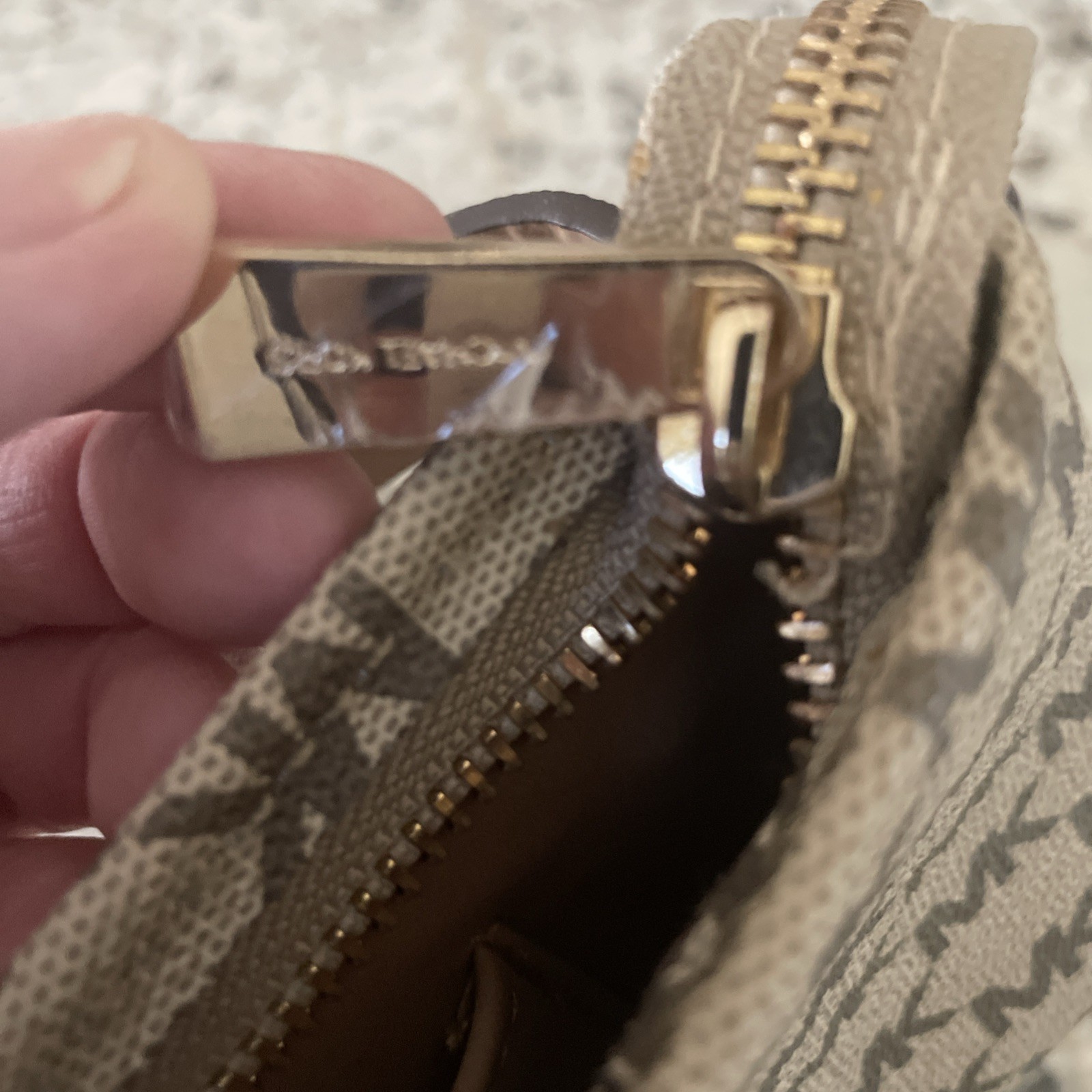 Michael Kors Beige Pink 556137 MK Monogram Belt Bag Fanny Pack