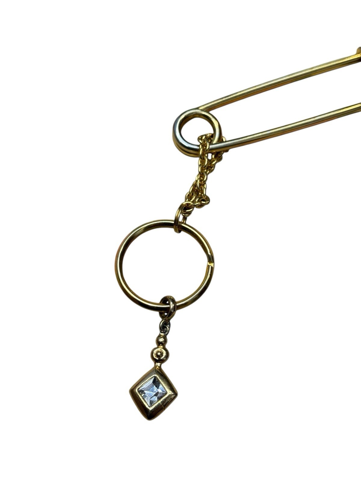 VTG Moschino Punk Chic Safety Pin Charm Keychain, Redwall Italy, 1×4” Y2K 80’s