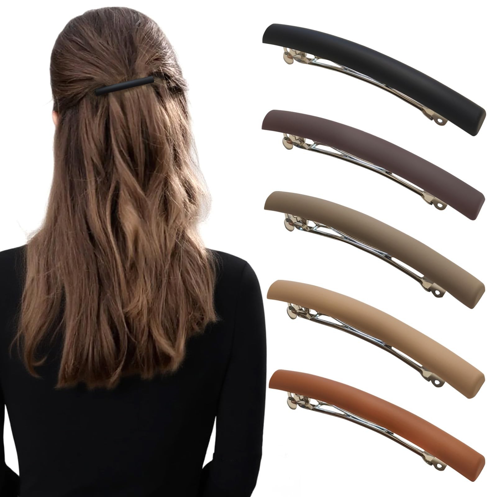 Slim French Hair Barrettes for Women No Slip Half Up Small Hair Barrette Clips E