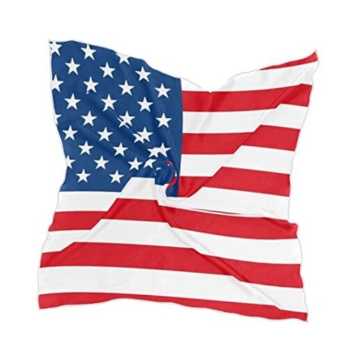 Women’s Fashion Silk Scarf Square Satin Headscarf Neck Scarf Head American Flag