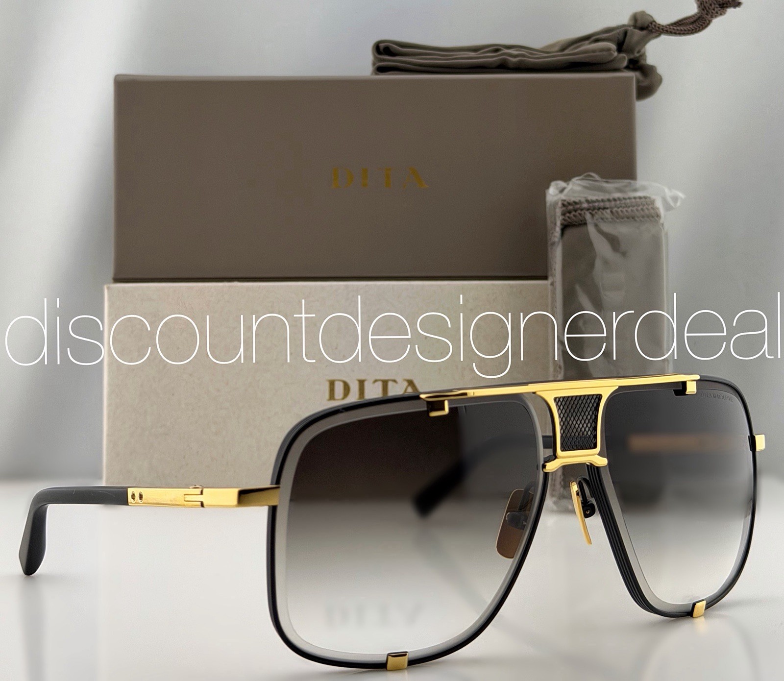 DITA Mach-Five Sunglasses Black Gold Gray Gradient 64mm DRX-2087-A-BLK-GLD NEW