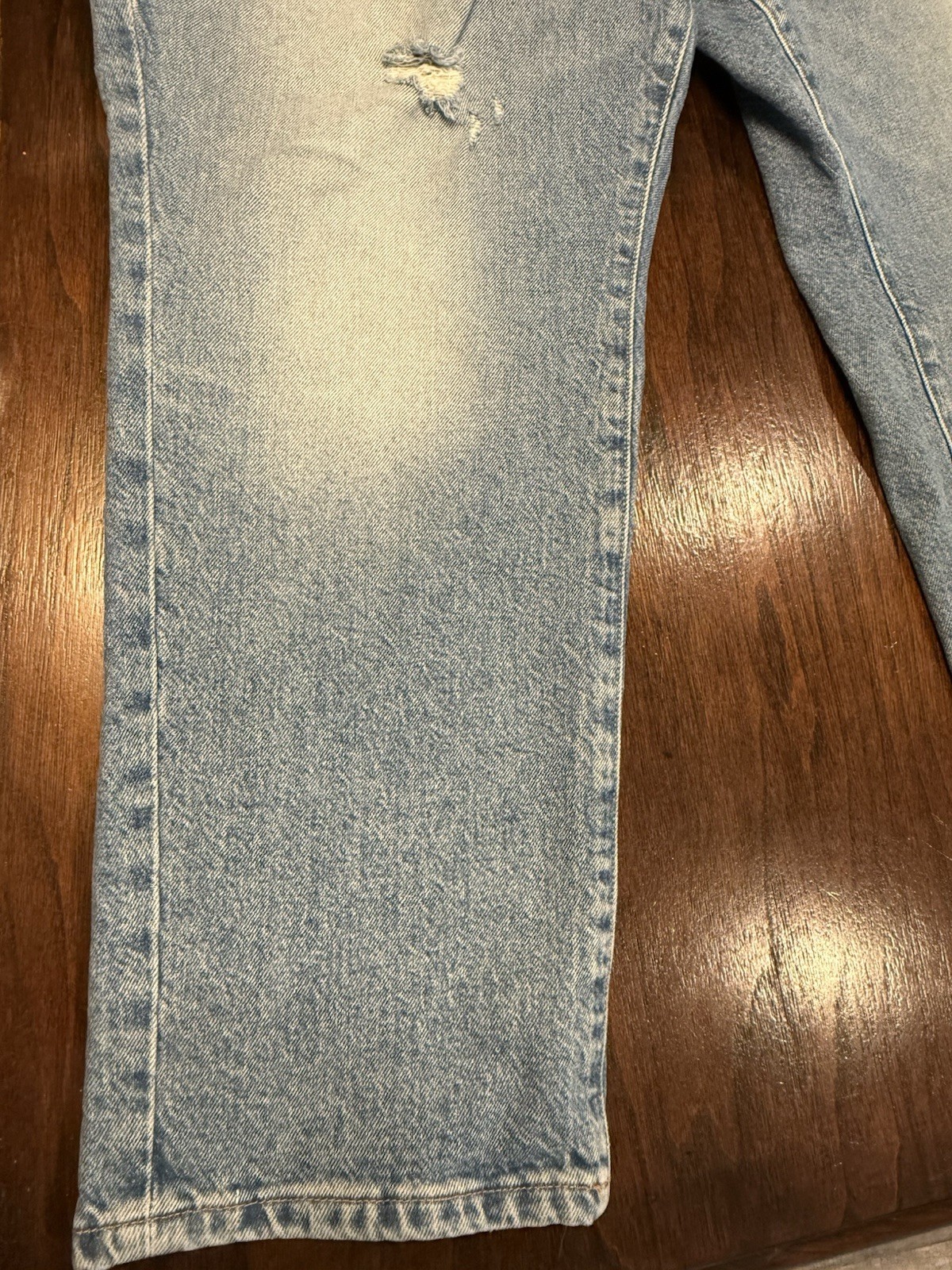 Good American Size 18 Good Classic High Rise Distressed Straight Leg Blue Jeans