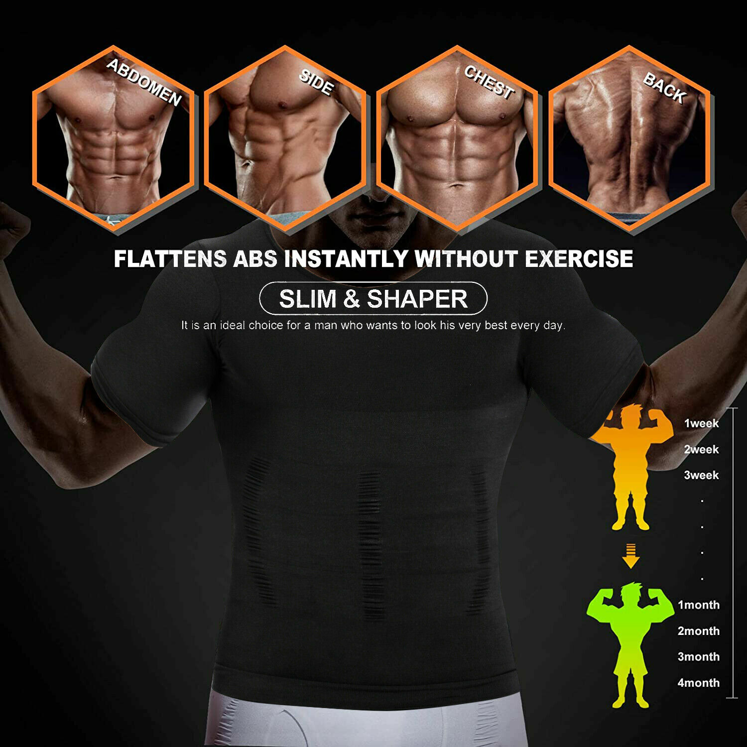 Men Slimming Body Shaper Gynecomastia T-shirt Posture Corrector Vest Compression
