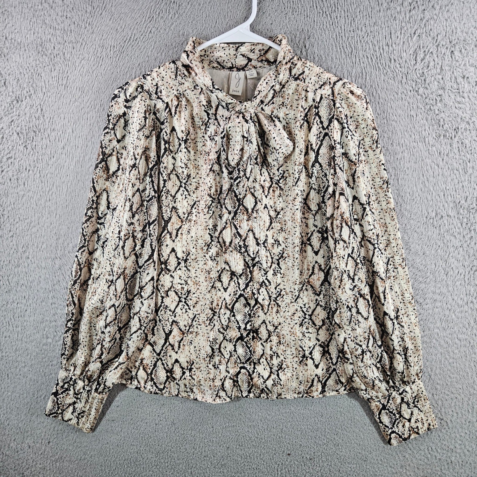 Joie Snake Print Bow Blouse Womens Small Tie Neck Top