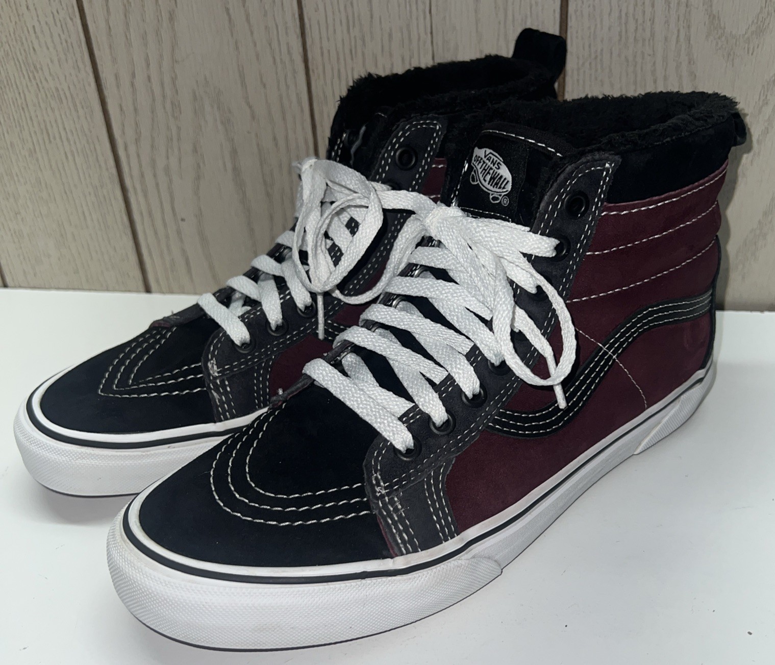 Vans Sk8-Hi MTE All Weather Shoes Sneaker Men’s Size 8.5Maroon Black White Suede