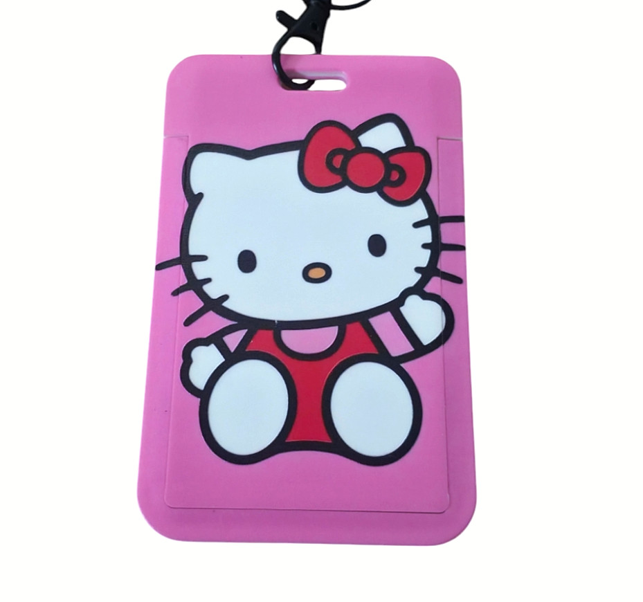 Hello Kitty ID Badge Holder Lanyard Pink Clip Card Holder New Free Ship