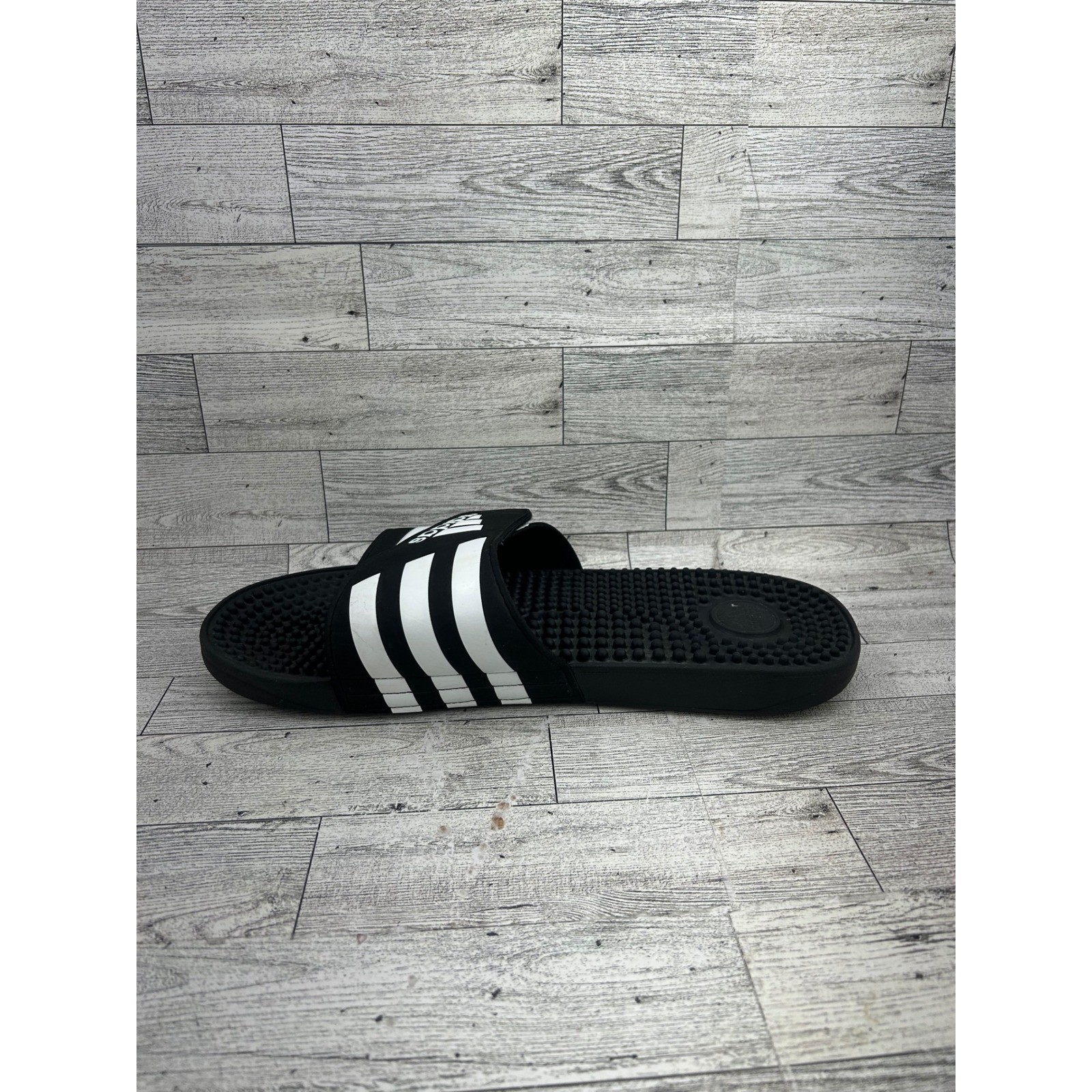 Adidas Adissage Men Black White Massage Footbed Slide Sandals F35580 Size 12