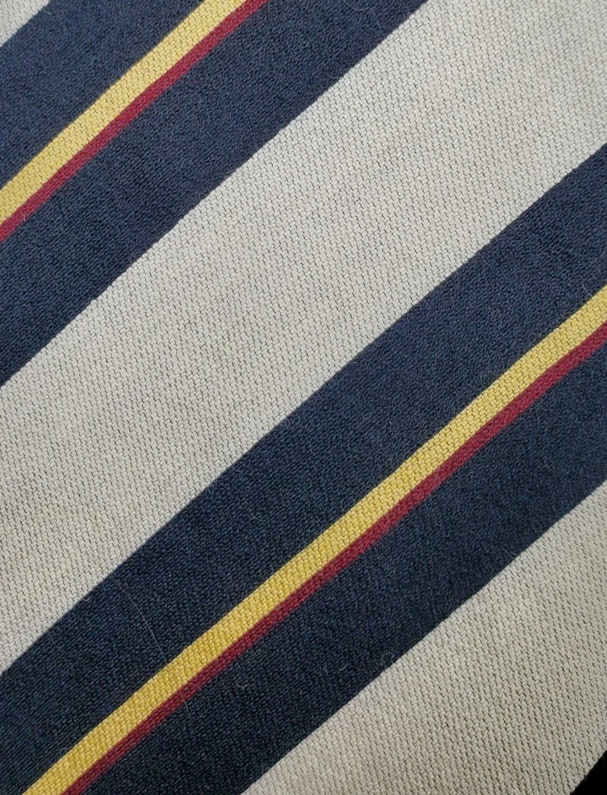 Lands’ End Tie / Off White and Black Striped / 80% Wool / L-55in & W-3.25in
