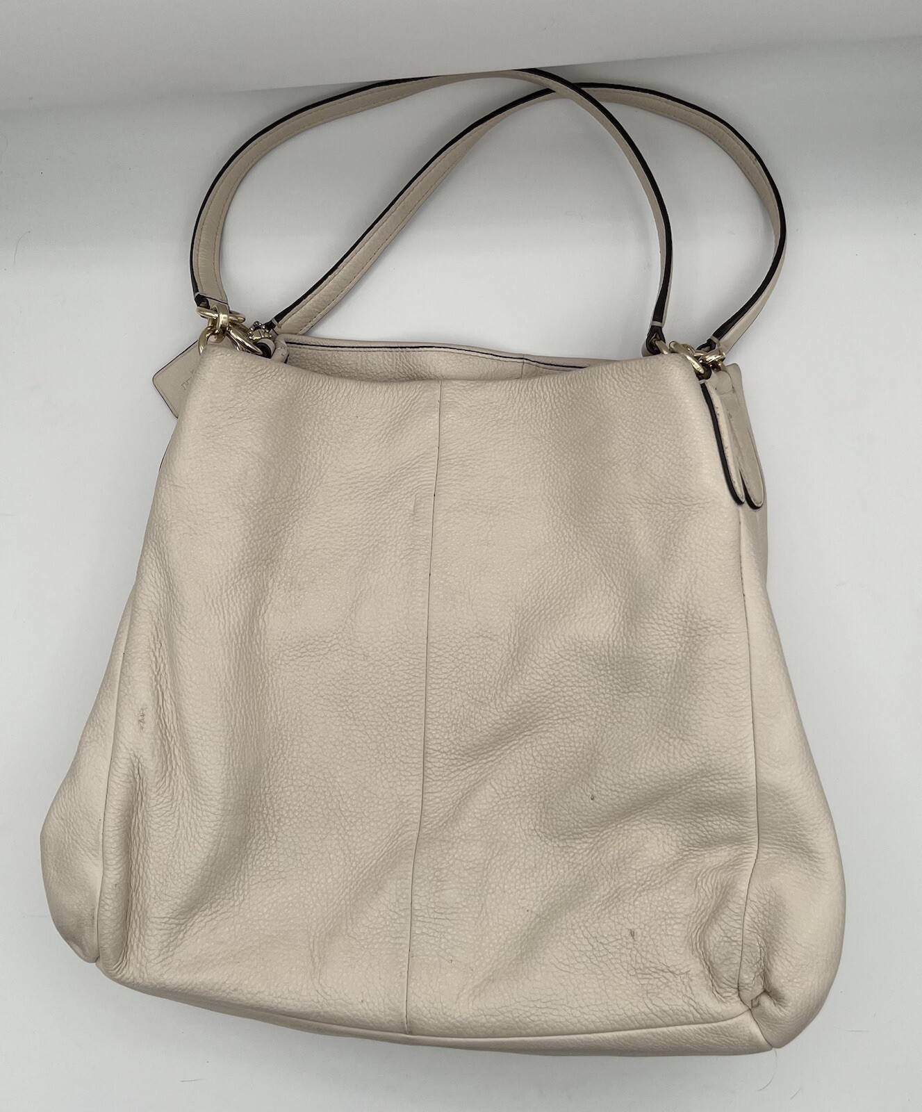 Coach Madison Phoebe Shoulder Bag Bone Pebbled Leather F35723 Compartments 3 Zip