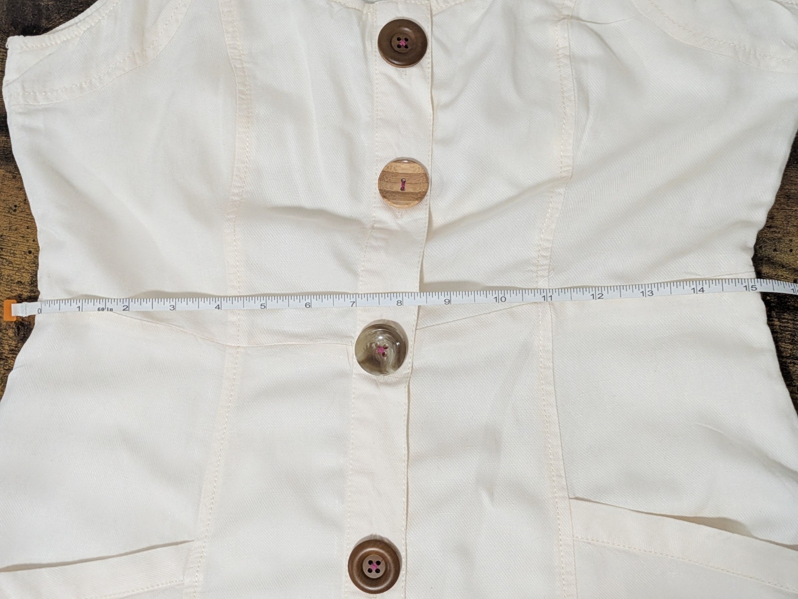 Anthropologie Cream button Front Midi Dress Linen Blend 10 Beachy Cortage Preppy