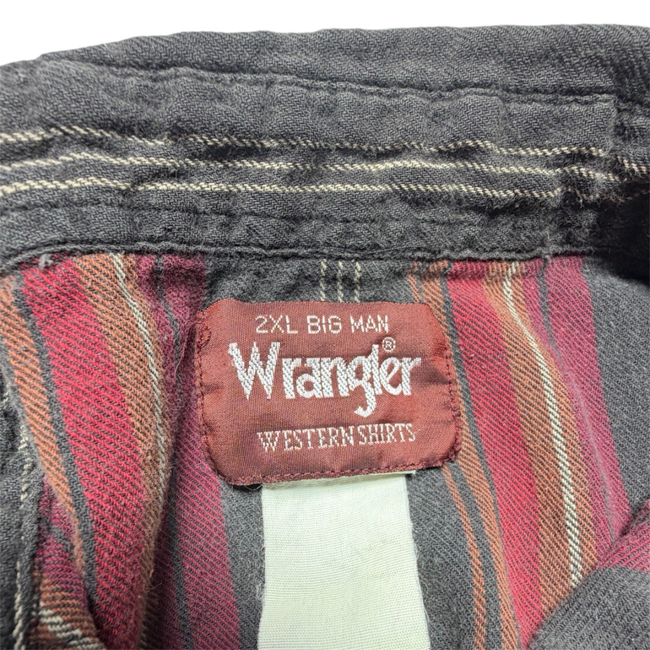 Vintage Wrangler Striped Pearl Snap Shirt 2XL Big Man Canvas Western Cowboy USA