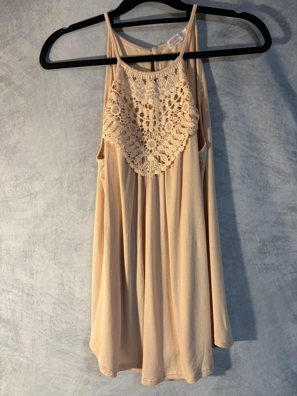 Bluetime Women’s Crochet Lace Tank Top Blush Pink Size M