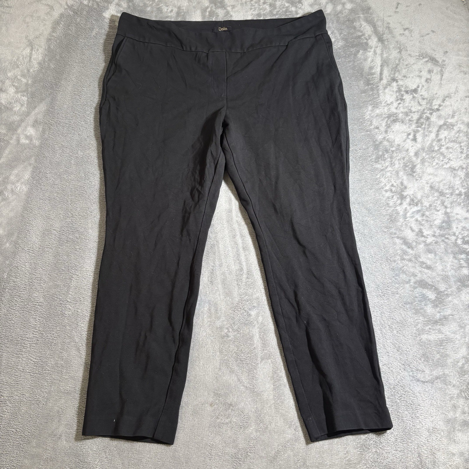 Dalia Womens XXL Black Pull On Ankle Pants Stretch Career Casual Slacks