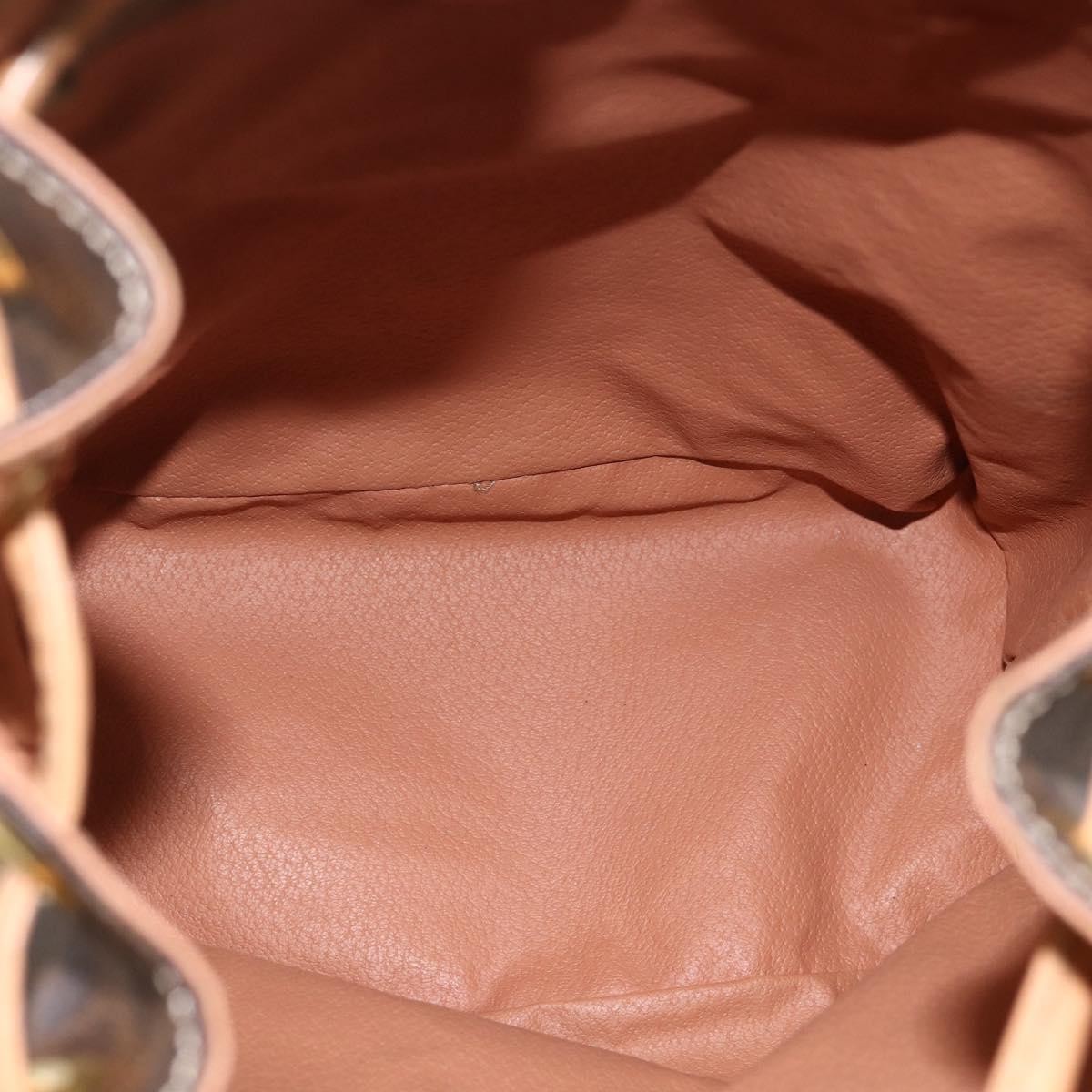 CELINE Macadam Canvas Backpack PVC Leather Brown Gold Auth am11330A