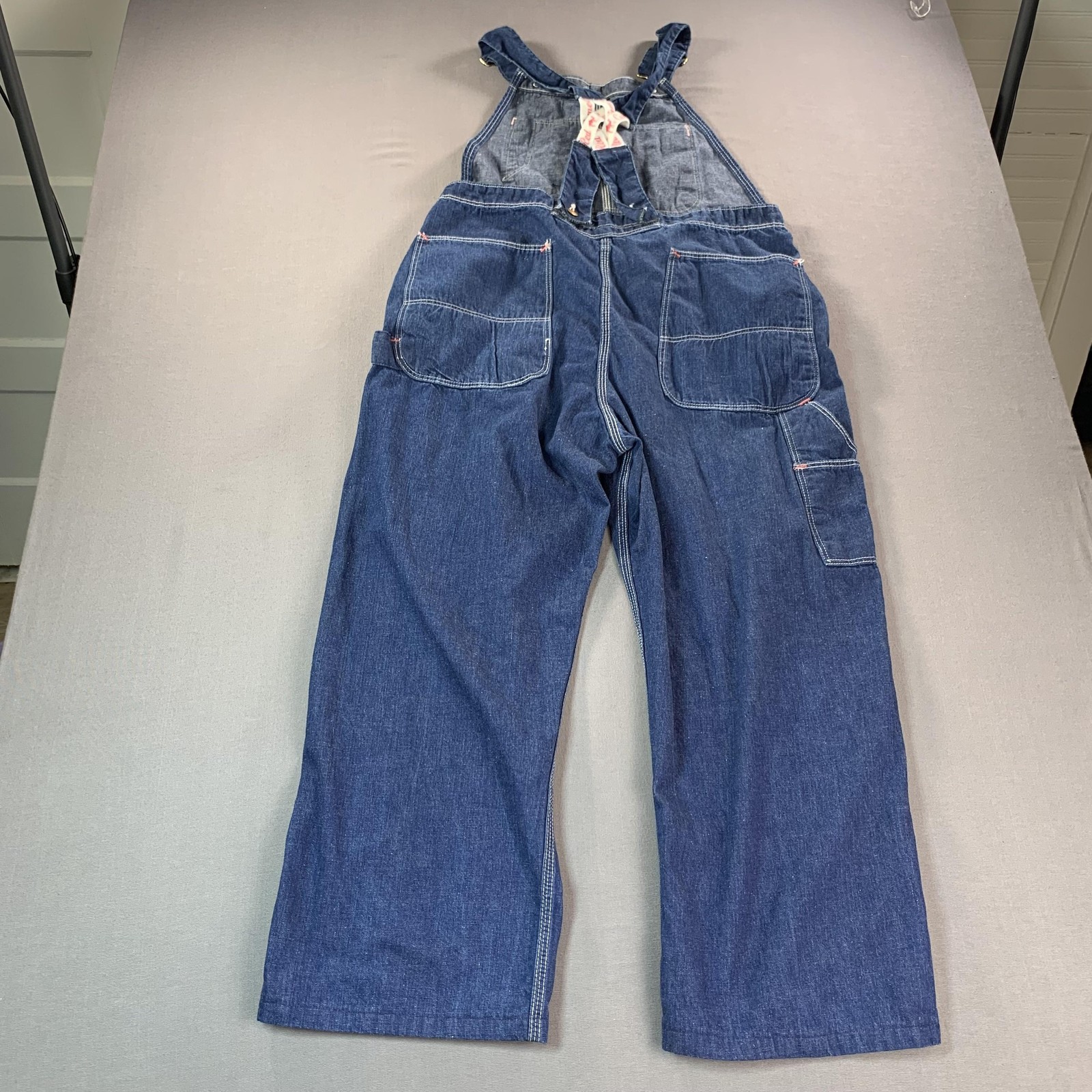 VTG Red Camel Sanforized Bib Overall Men 36×27 Blue Denim Workwear Carpenter 50s
