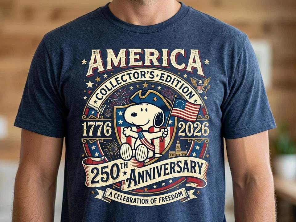 America 250th Anniversary Snoopy 1776-2026 Patriotic T-shirt Size S-5XL HN52