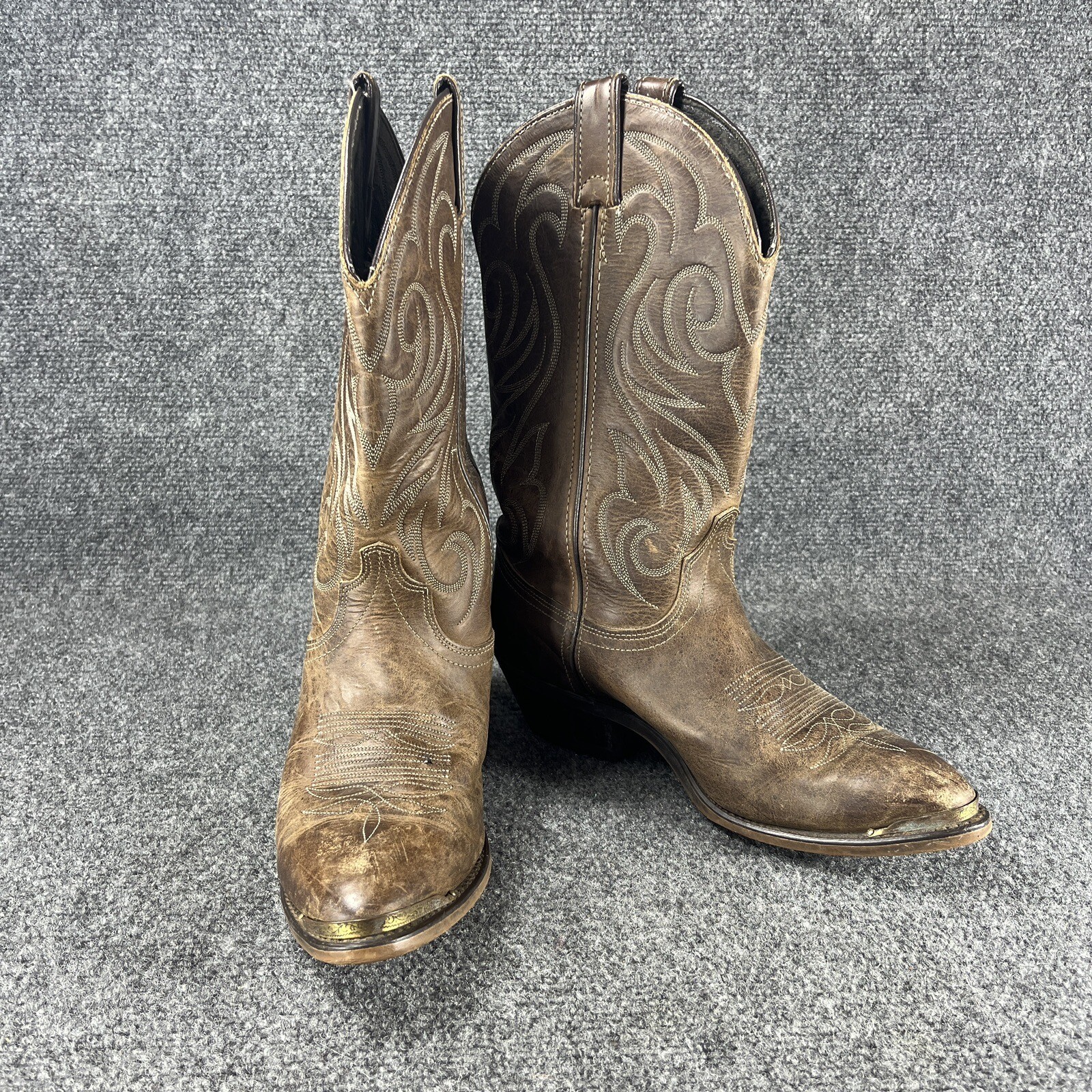 Loredo Cowboy Boots Mens Size 7D 7 D Brown Leather Western Traditional Made USA