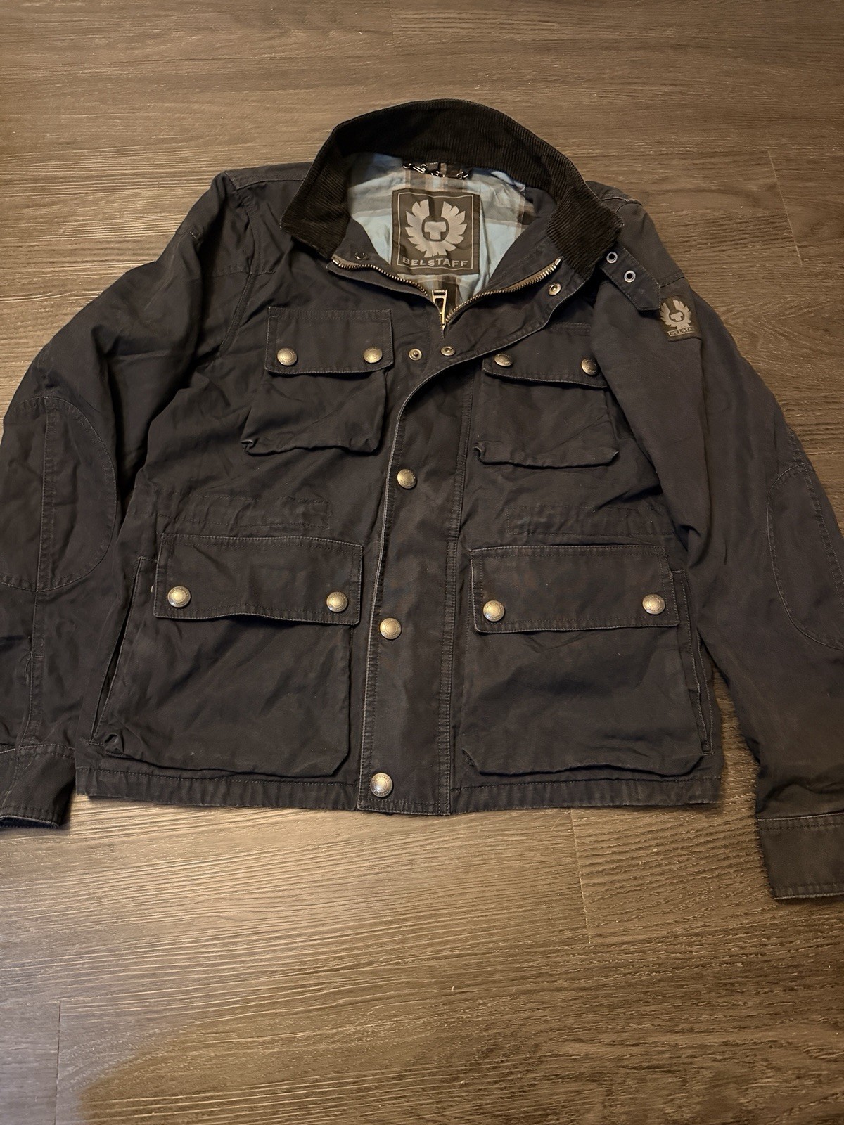 Belstaff Roadmaster Men’s Black Waxed Cotton Jacket Size IT 46 US 36 Small Defec