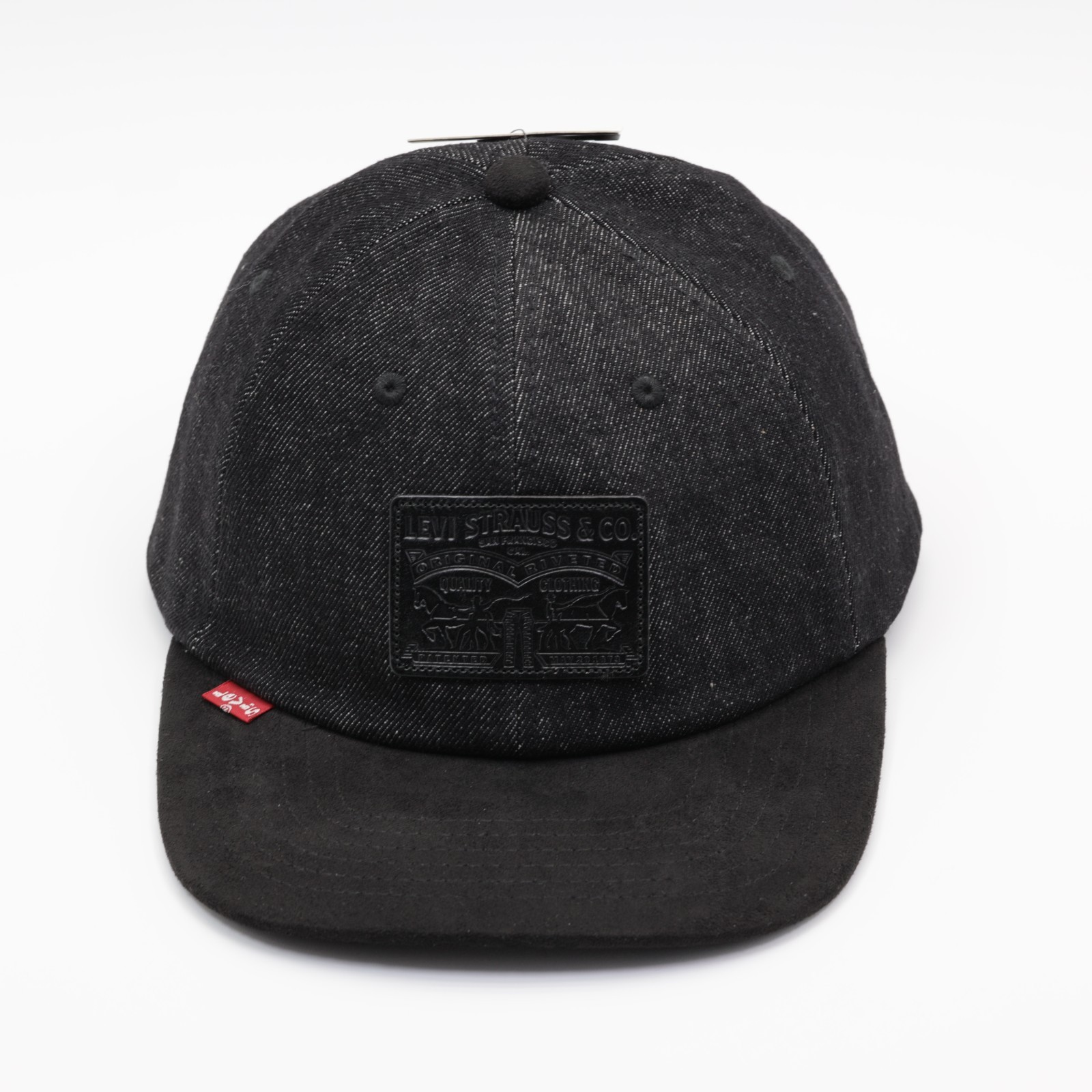 Levi’s Men’s Relaxed Adjustable Fit Leather Patch Denim Dad Cap Black One Size
