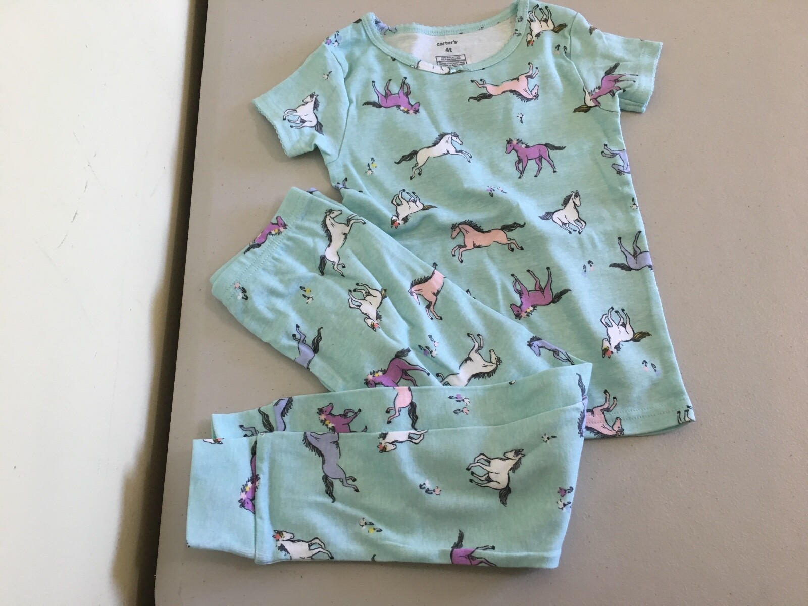 New Carter’s Girls Horse Pajama 4pc Set Snug Fit Kid Sizes 6, 7, 14