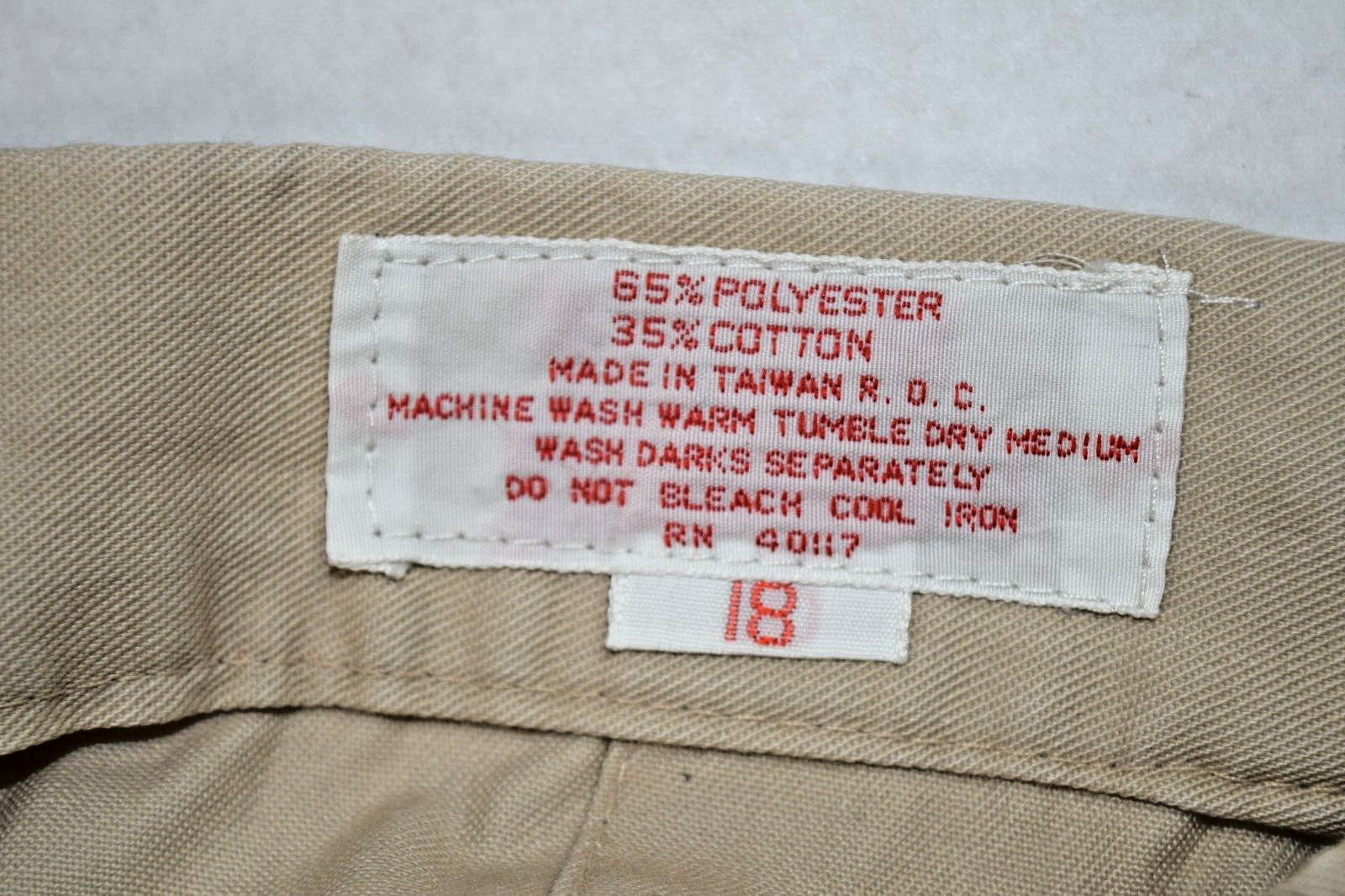 Vintage IZOD Lacoste Pants Size 18 70s Beige Straight Leg Blue Crocodile