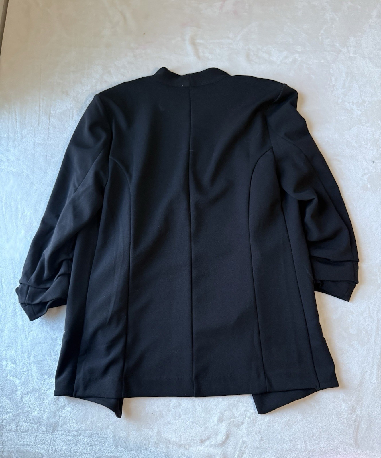 Maurices Black Stretch Knit Blazer Career Suit Jacket Size S Ruched Sleeve
