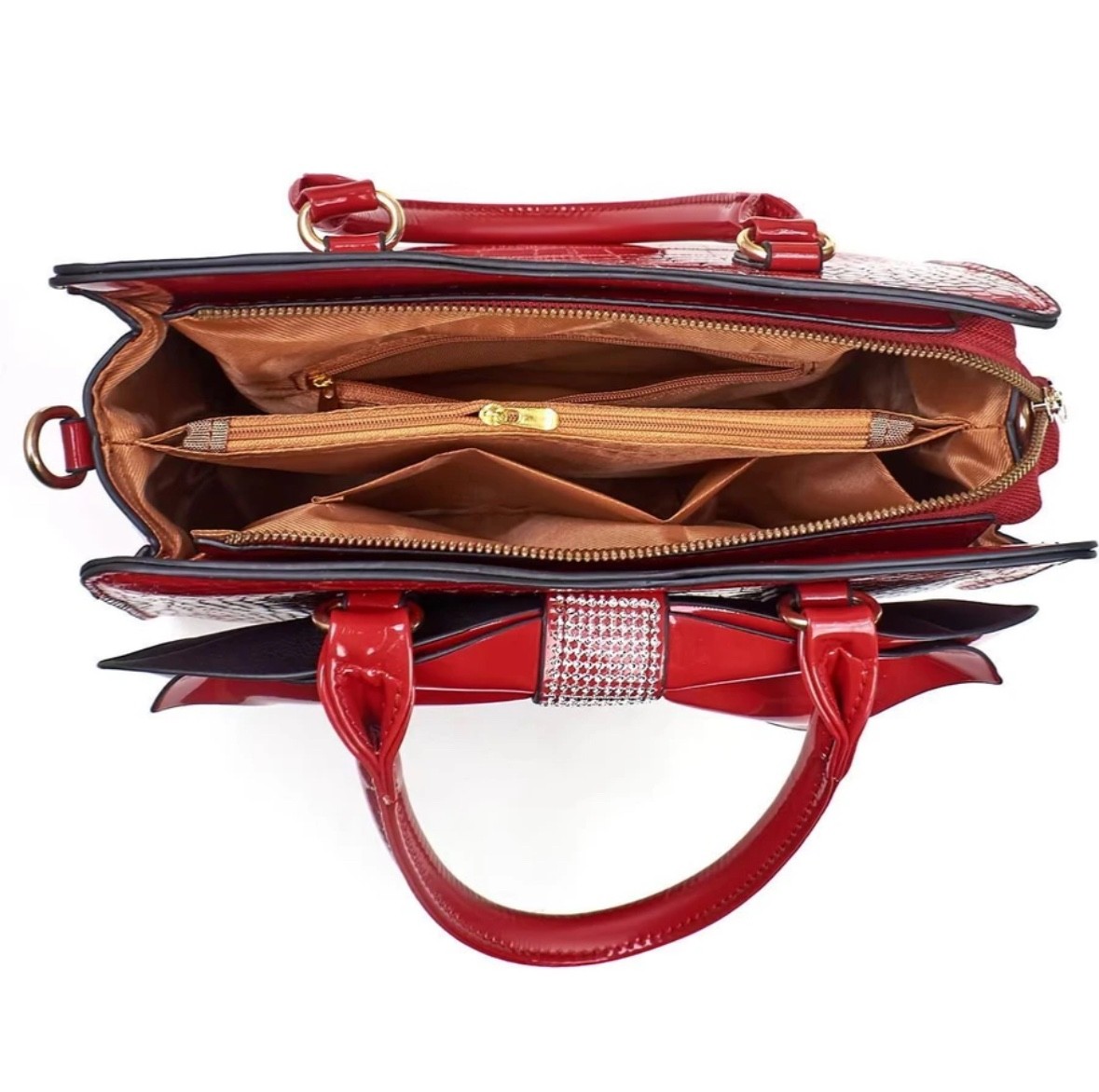 Women’s Luxury PU Leather Bow Tote Handbag 2Pc Satchel Shoulder Bag Wallet