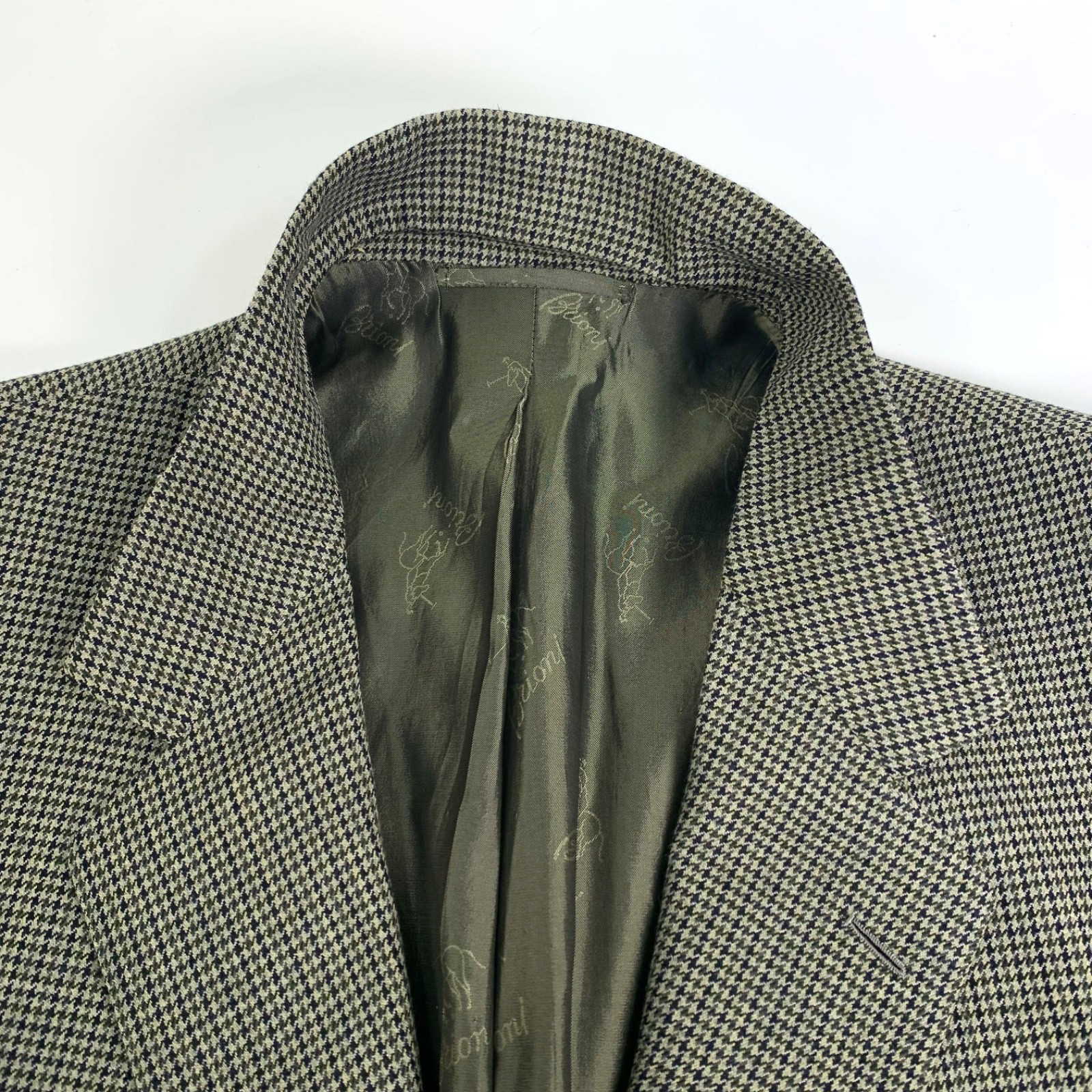 Brioni Traiano Houndstooth Blazer Jacket Mens 58/48R 90% Wool 10% Cashmere Italy