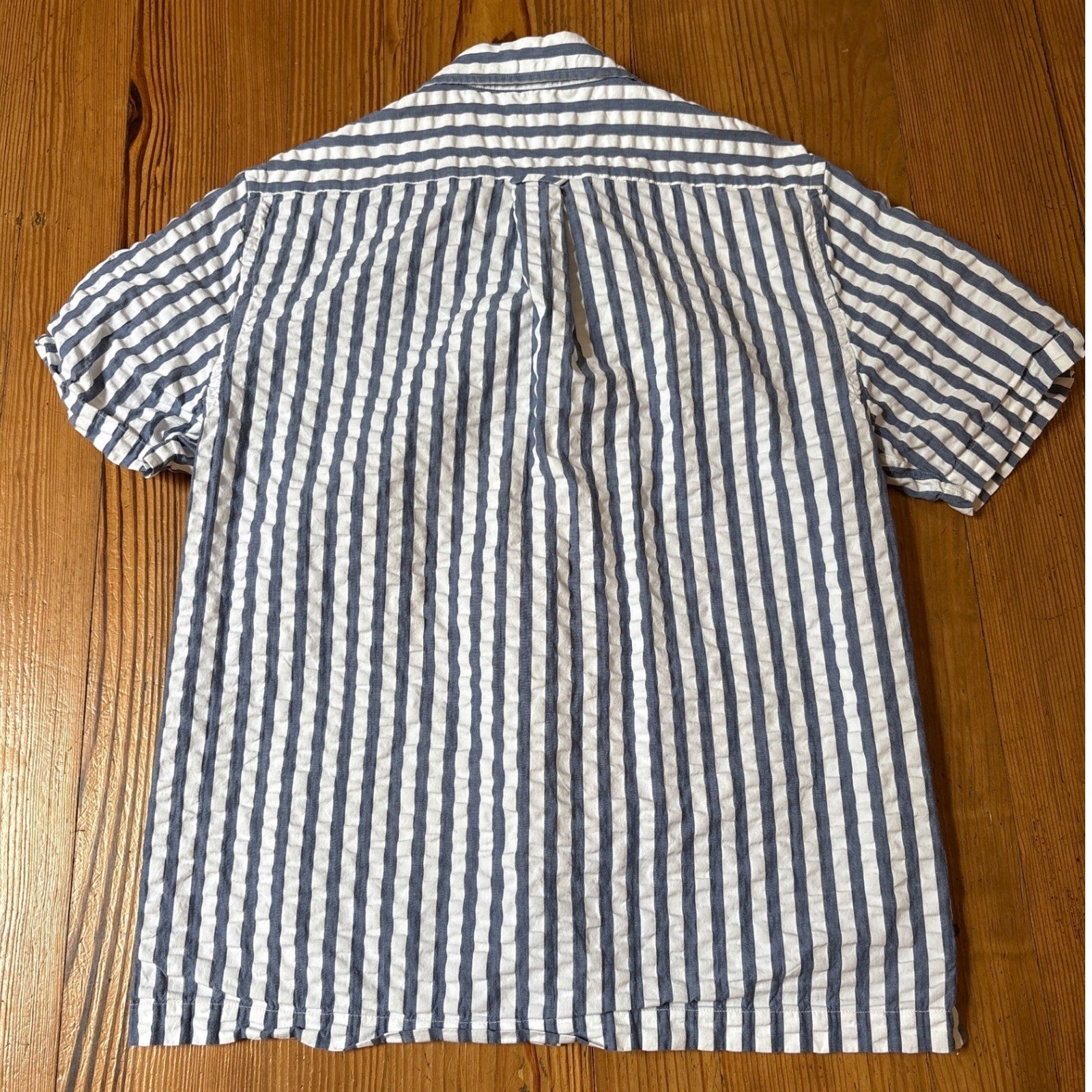 Todd Snyder Button Down Mens Blue White Striped Camp Utility Shirt SIZE M