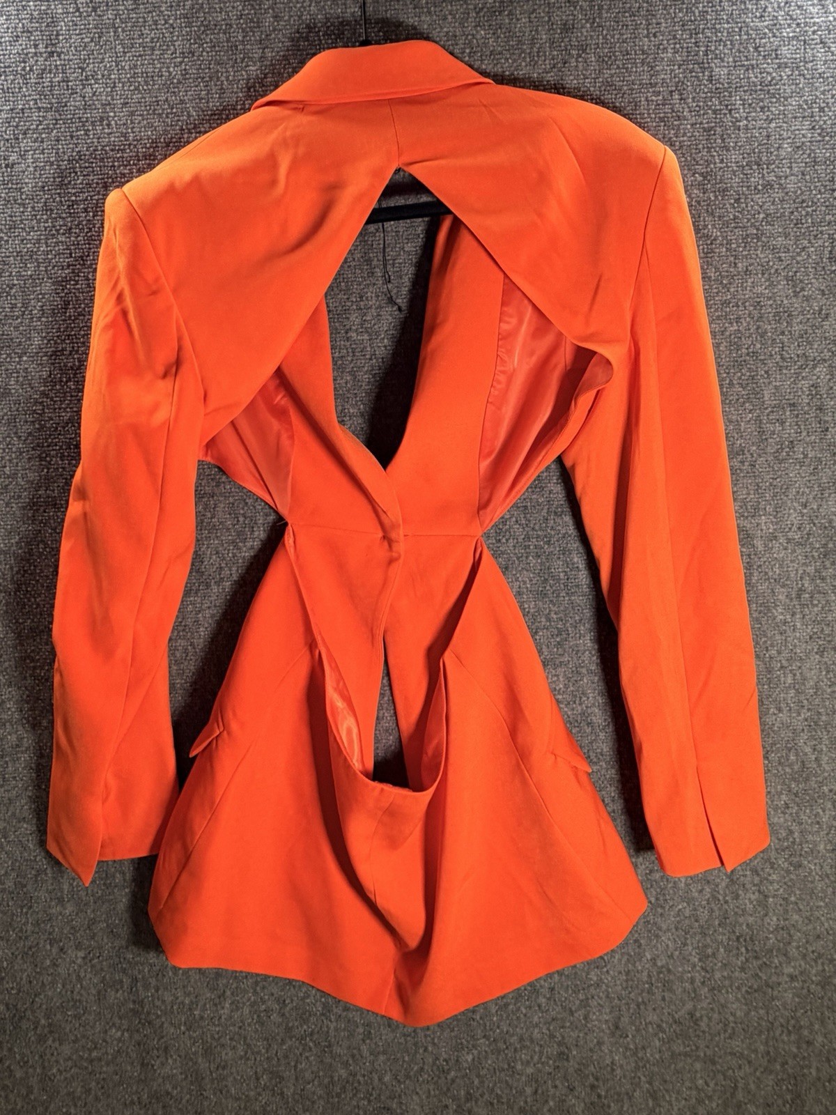 NA-KD Neon Orange Cutout Blazer Open Back Single Button Jacket Blazer Women’s 36
