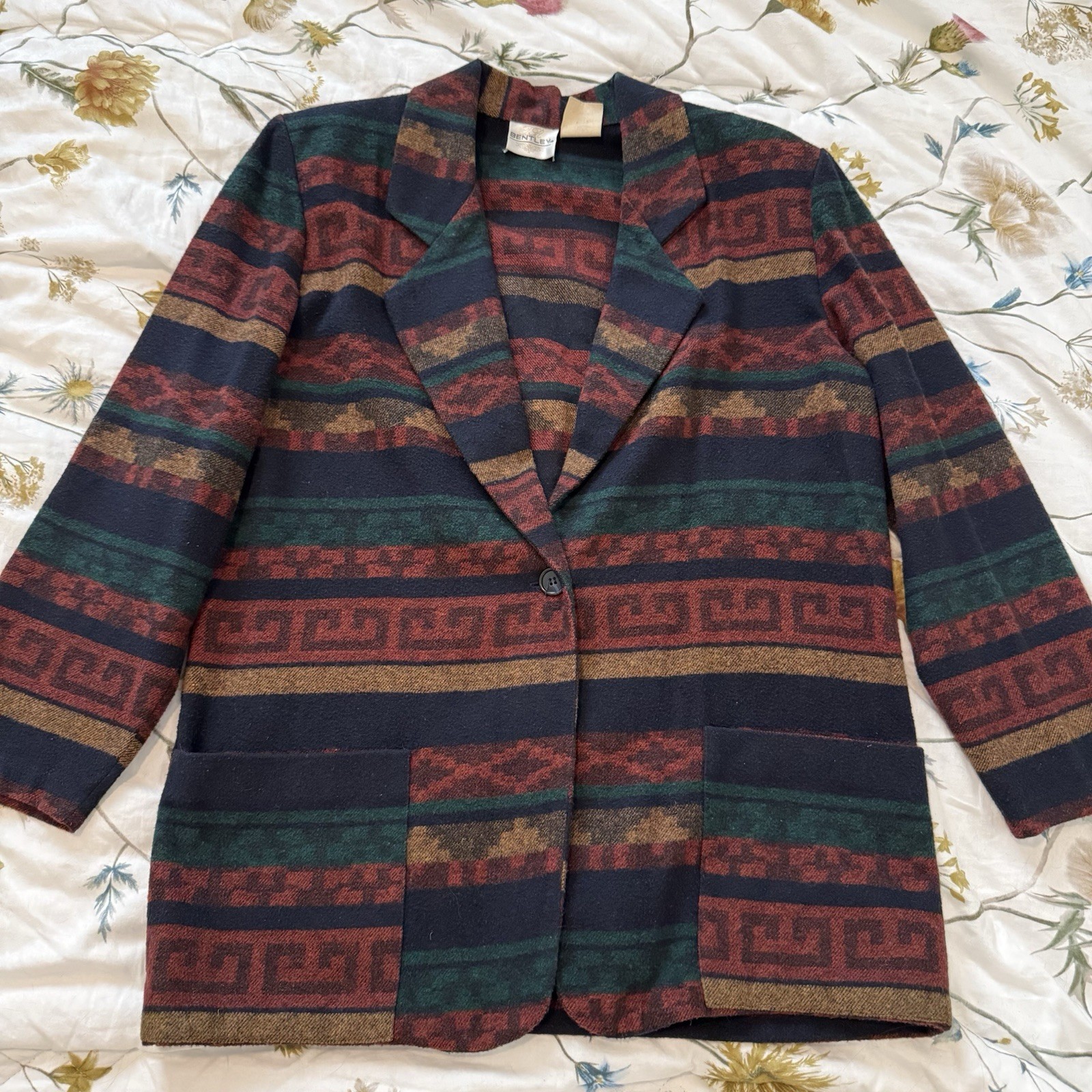 Vintage 90s TR Bentley Ltd Southwestern Blanket Jacket Blazer Womens Size 8