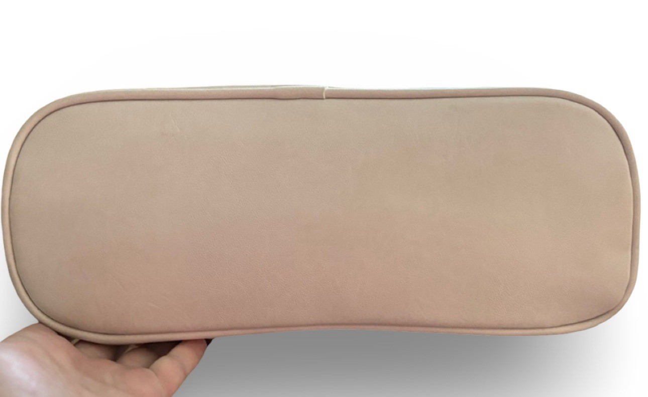 Giani Bernini Beige Embossed Logo Tote Bag, Zip, Double Handles, Pockets